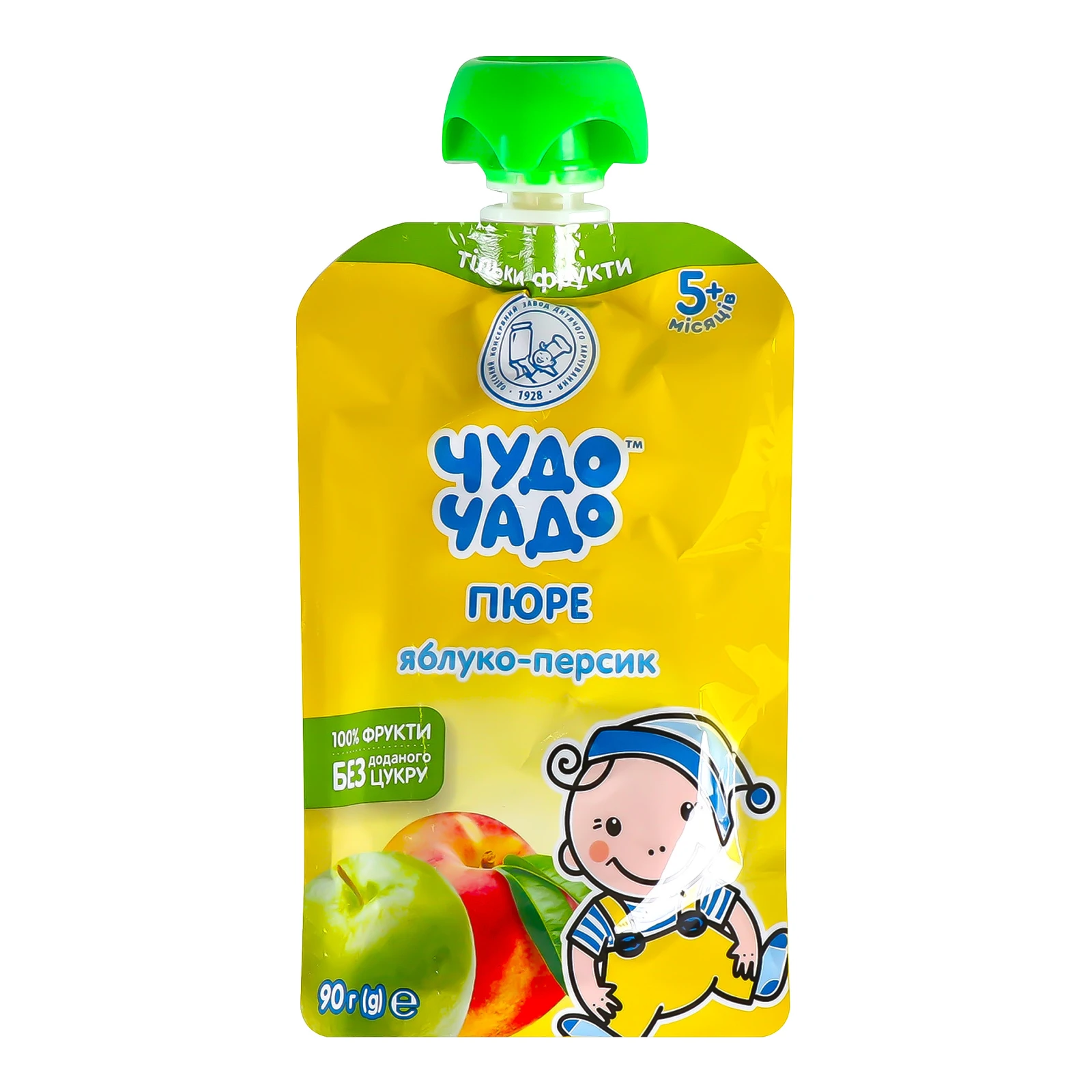 Пюре Чудо-Чадо Яблуко-персик з цукром для дітей від 5-ти місяців 90г Фото №:1