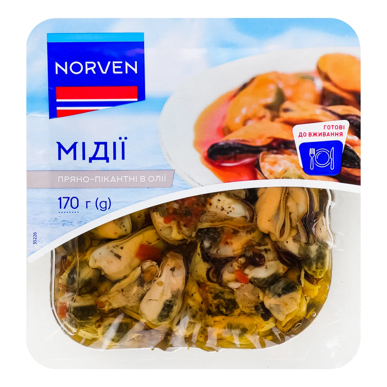 Мідії Norven пряно-пікантні в олії 170г Фото №:1
