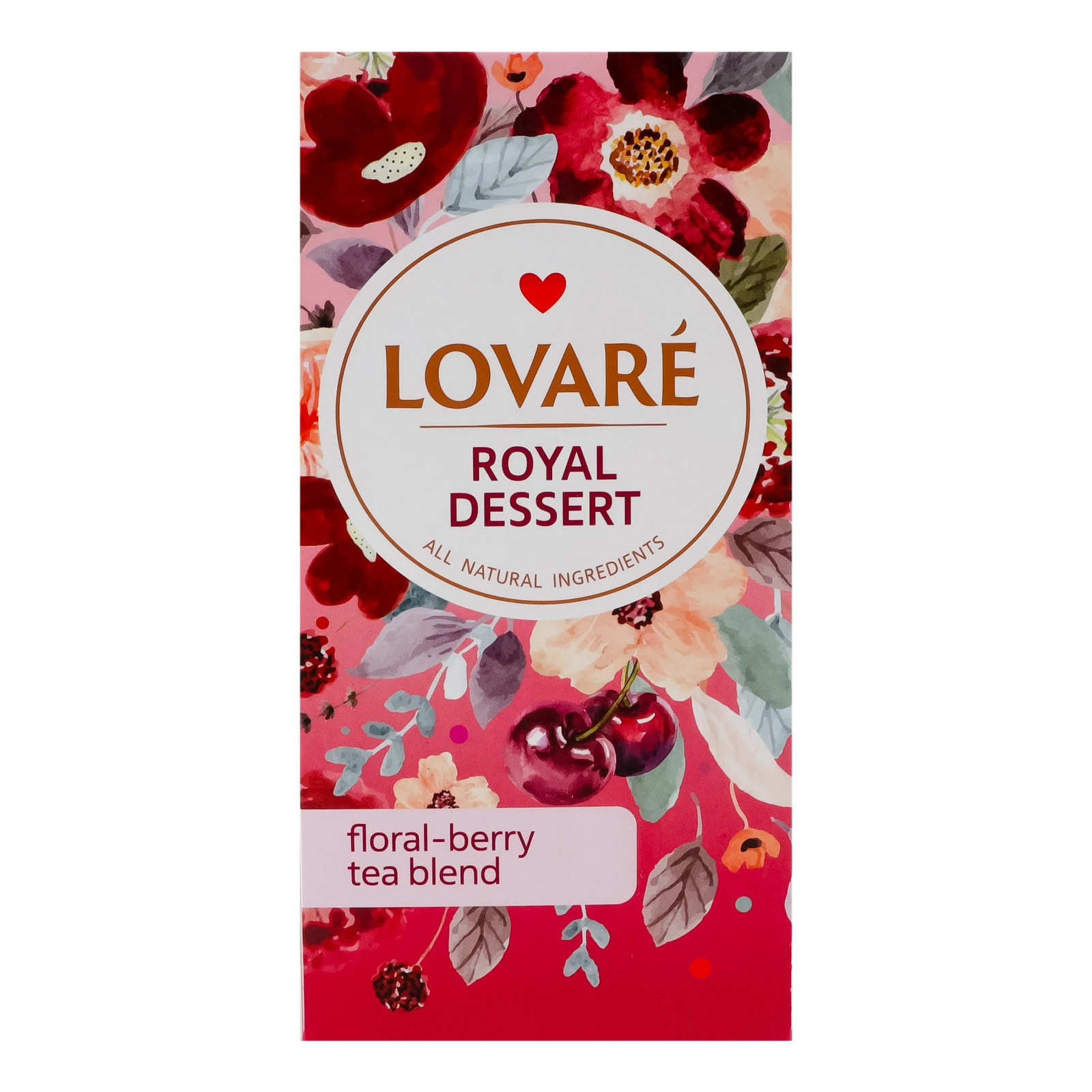 Чай Lovare Королівський Десерт каркаде дрібний з фруктами ягодами пелюстками квітів ароматом вишні та смородини 24х1.5г Фото №:1