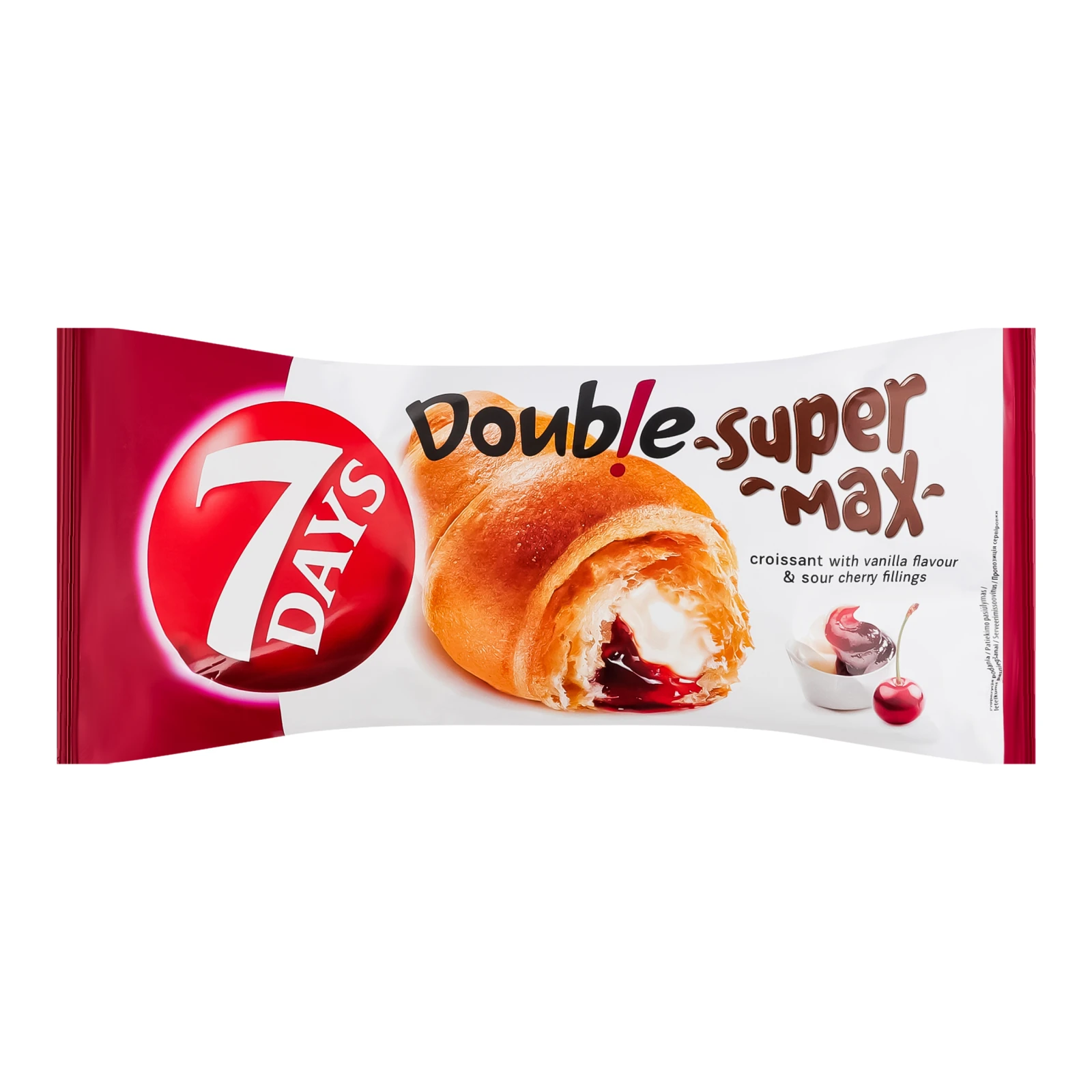 Круасан 7 Days Double Super Max зі смаком ванілі та вишневою начинкою 110г