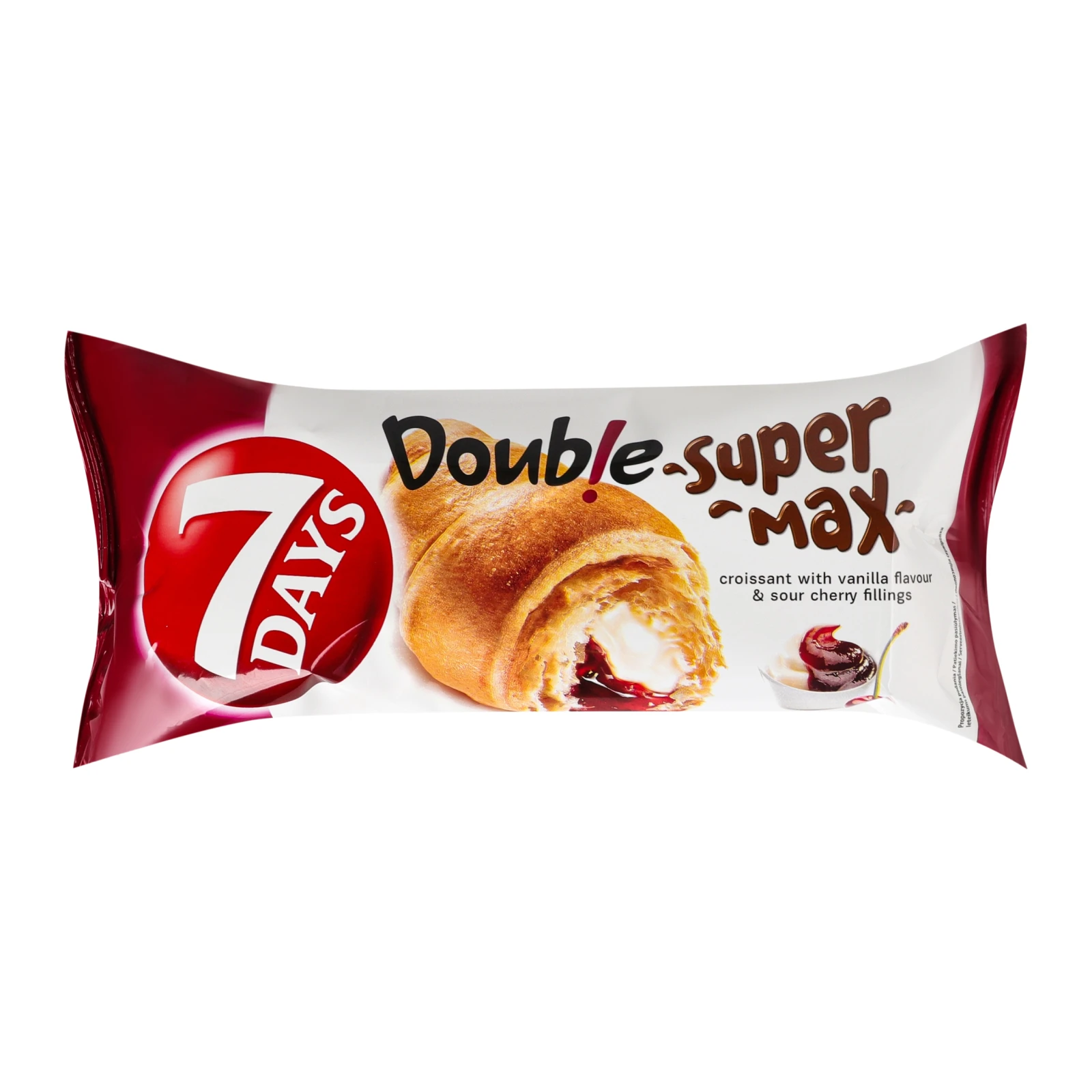 Круасан 7 Days Double Super Max зі смаком ванілі та вишневою начинкою 110г Фото навігації №:1
