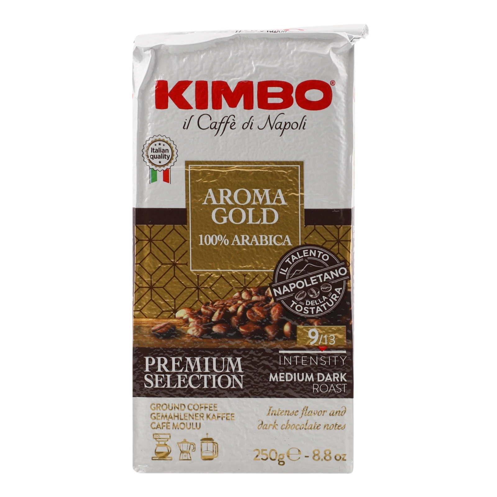 Кава Kimbo Aroma Gold 250г натуральна смажена мелена