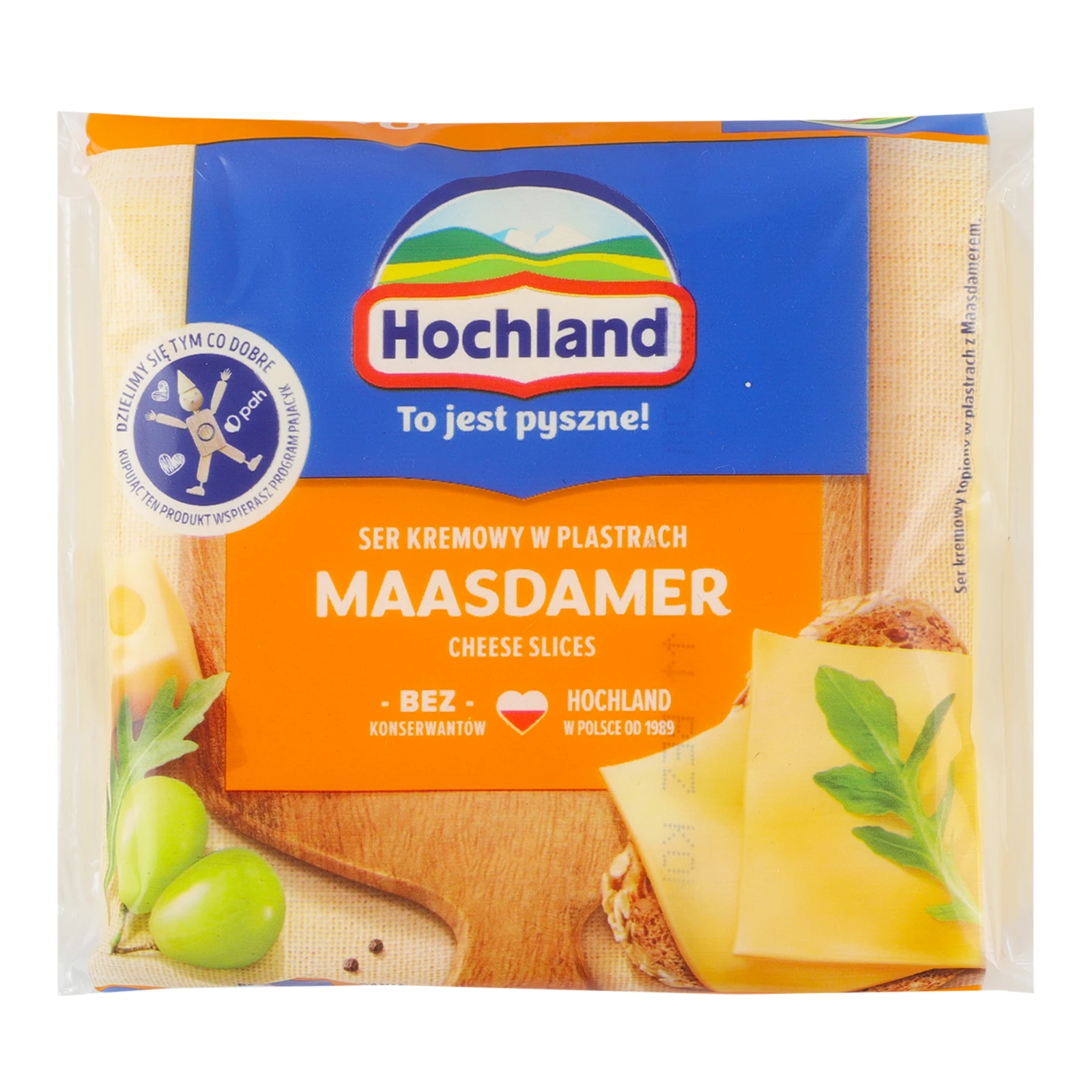 Сир плавлений Hochland Maasdamer скибочки 40% 130г Фото навігації №:1