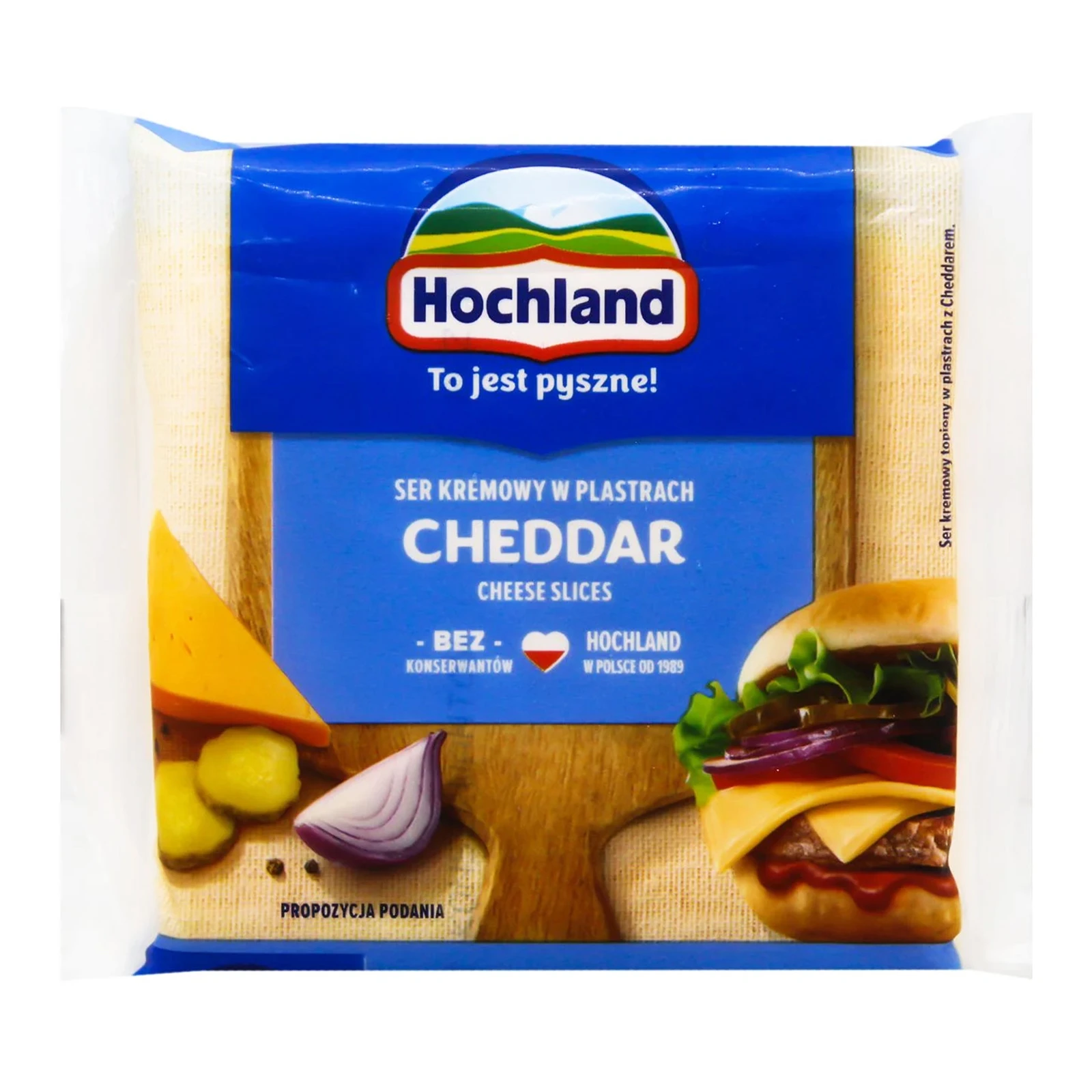 Сир плавлений Hochland Чеддер скибочки 36% 130г Фото №:1