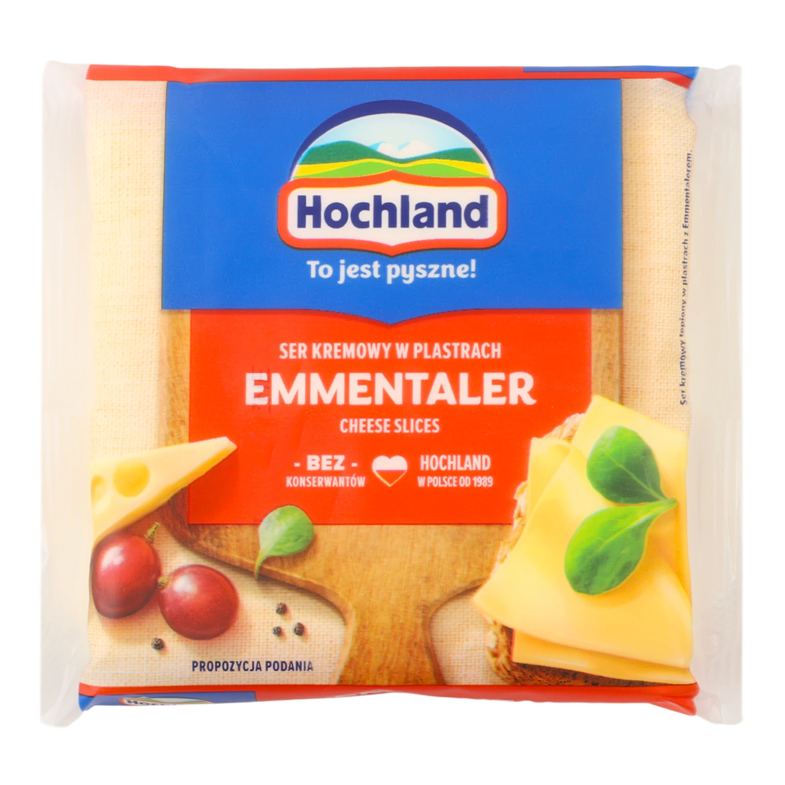 Сир плавлений Hochland Emmentaler скибочки 40% 130г Фото №:1