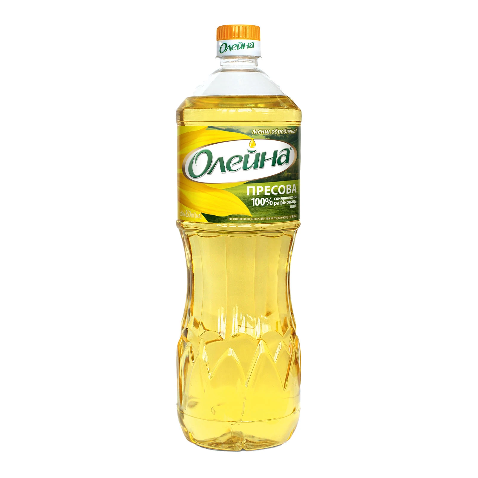 Олія соняшникова Олейна Пресова рафінована 0.85л Фото №:1