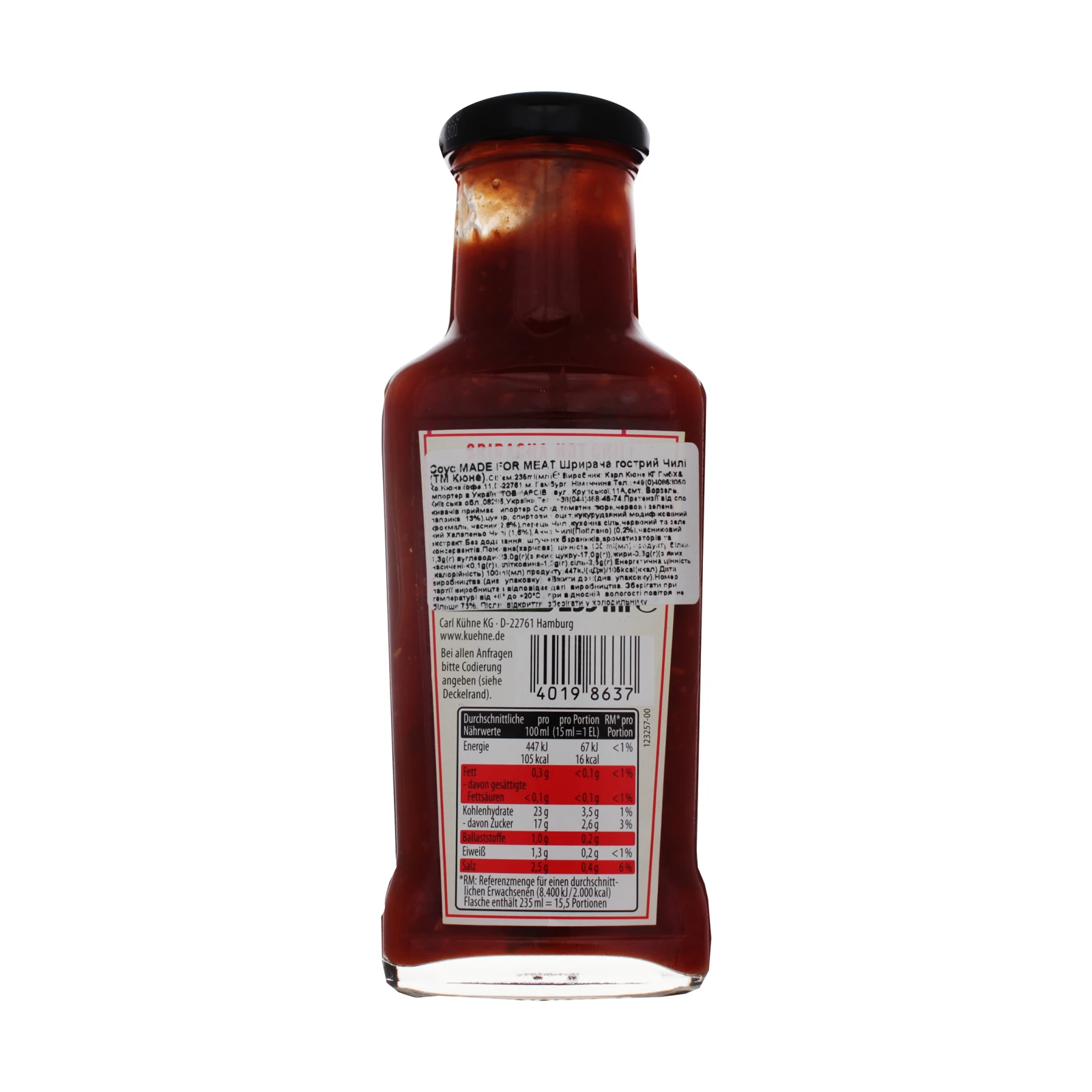 Соус Kuhne Made For Meat Sriracha Chili 235мл Фото №:2