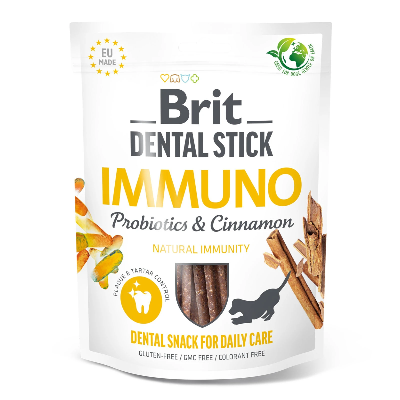 *Ласощі д/собак Brit Dental Stick Immuno д/імунітету пробіотики і кориця 7шт 251г Фото №:1