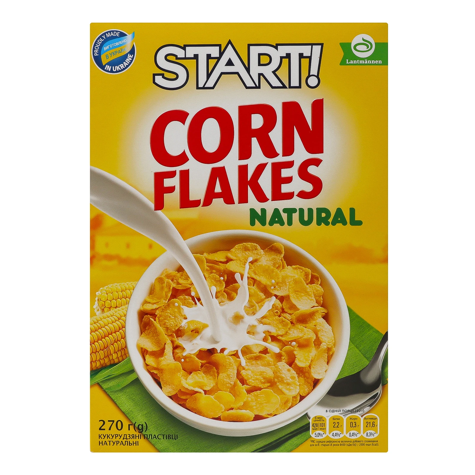 Сніданок сухий Start! пластівці кукурудзяні натуральні 270г Фото №:1