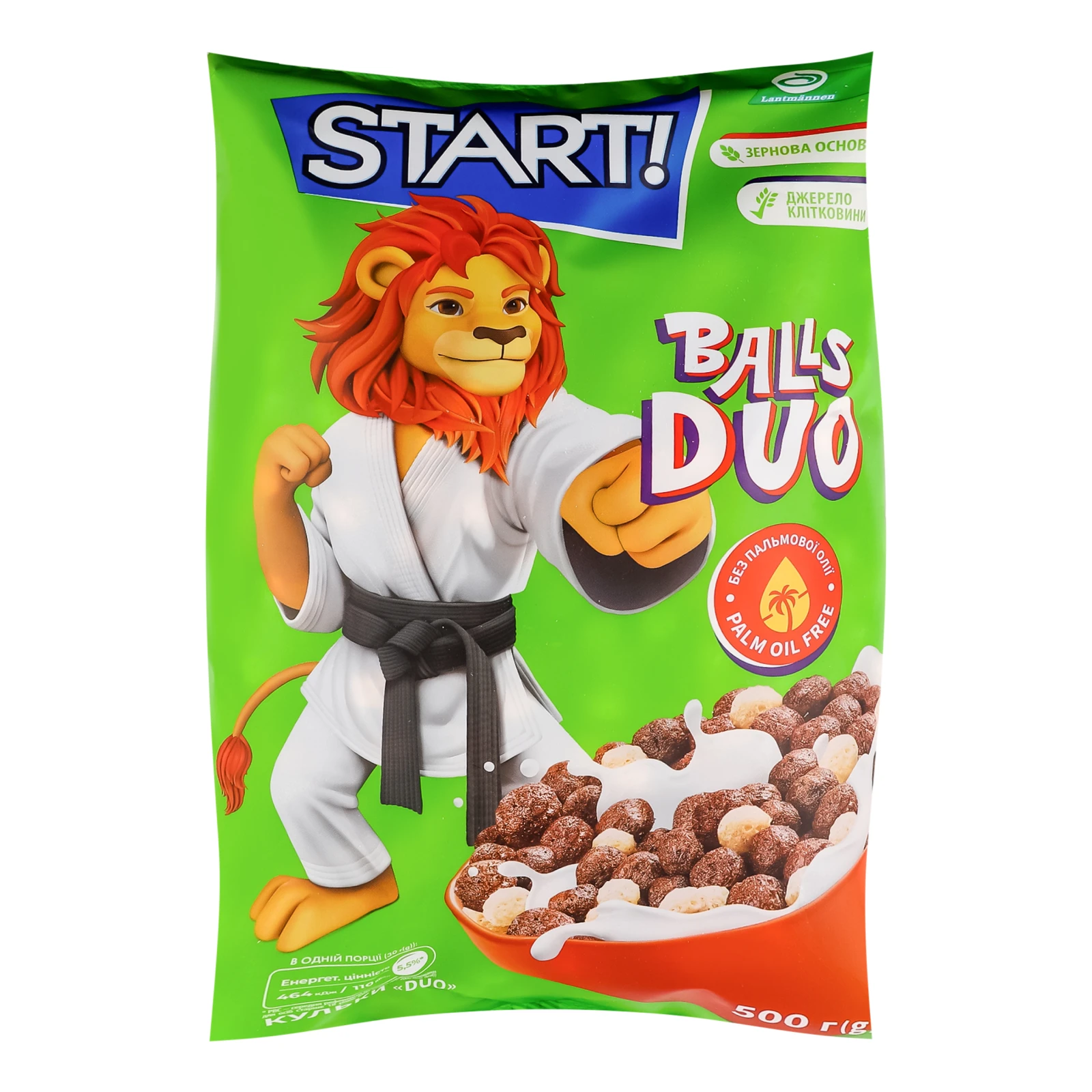 Сніданок сухий Start! Кульки Duo зернові 500г Фото №:1