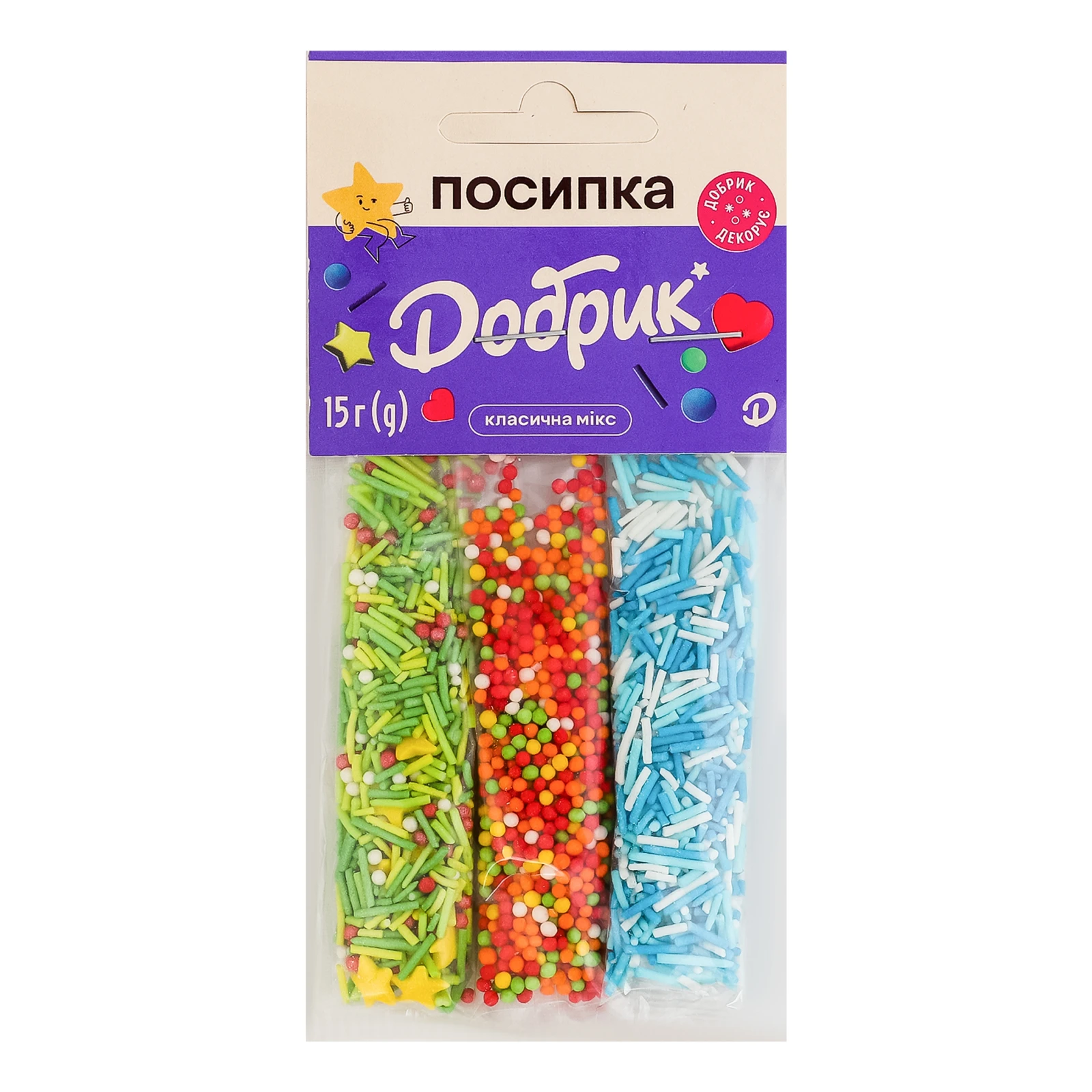 Посипка Добрик кондитерська класична Мікс 3 стіка 15г Фото №:1