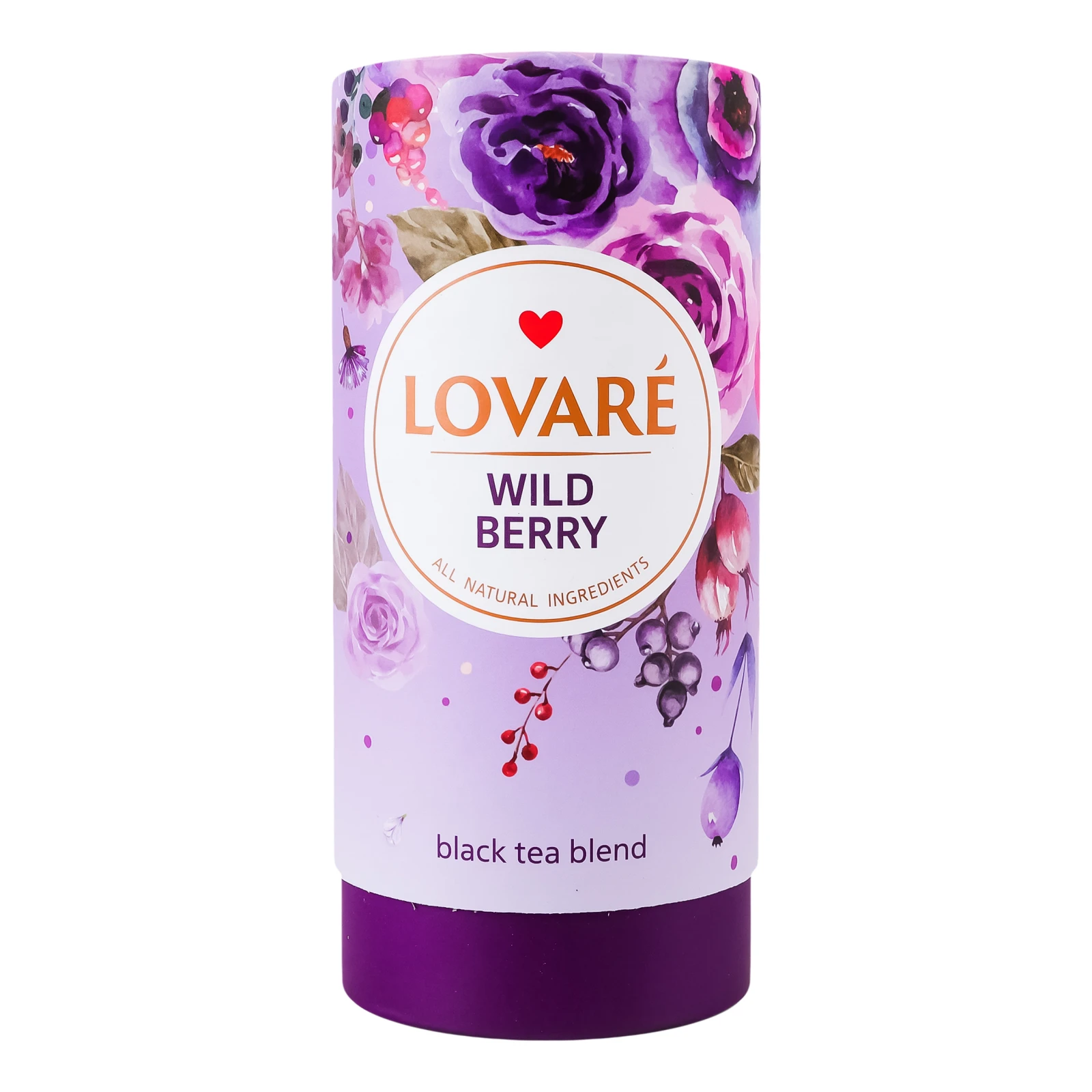 Чай Lovare Дика ягода чорний байховий листовий з ягодами пелюстками квітів та ароматом лісових ягід 80г Фото №:1