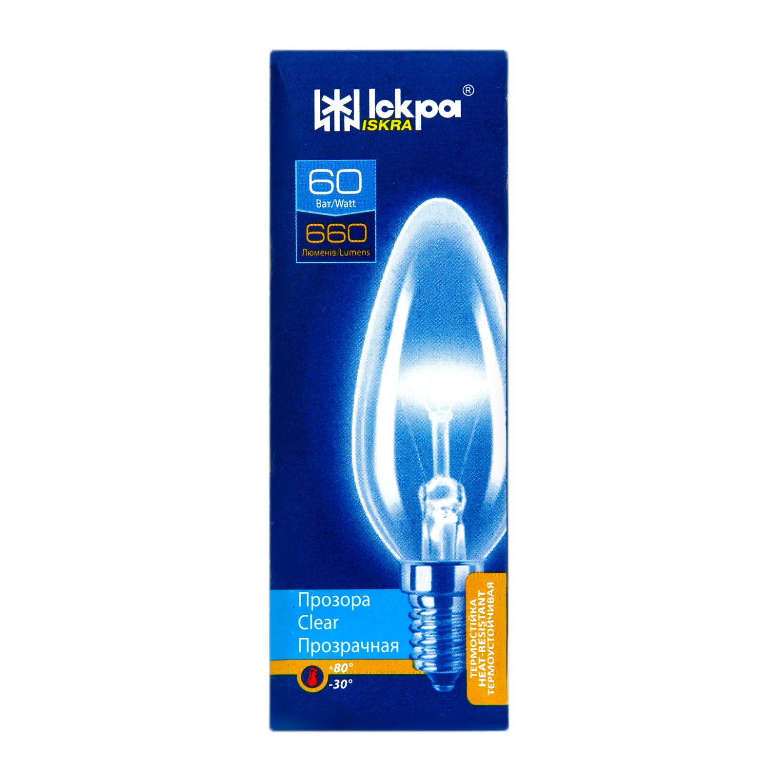 Лампа Іскра В36 60Вт E14 прозора Фото №:1