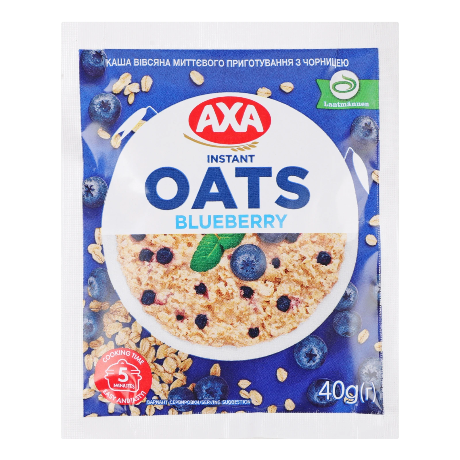 Каша Axa Blueberry вівсяна миттєвого приготування 40г Фото №:1