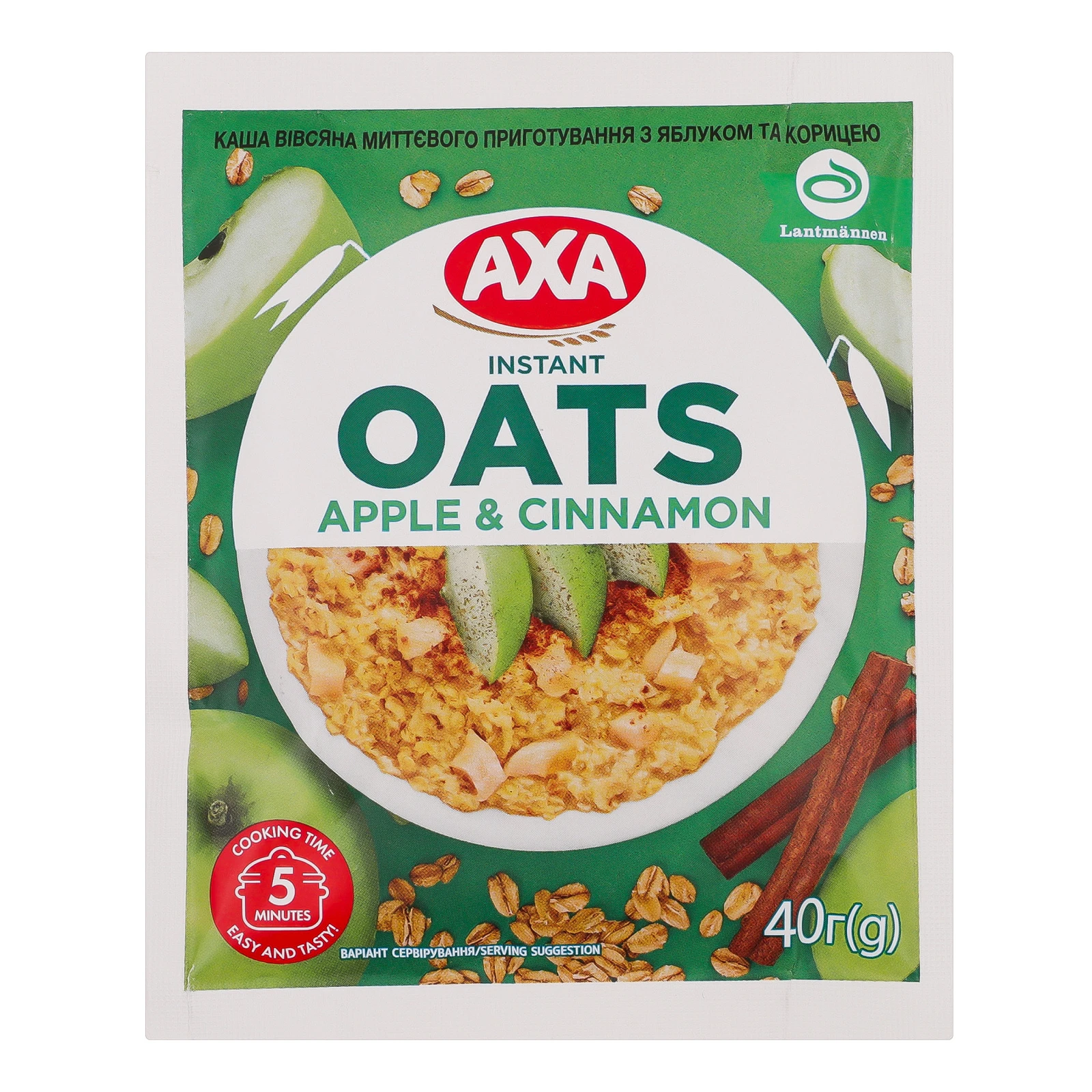 Каша Axa миттєвого приготування вівсяна з яблуком і корицею 40г Фото №:1