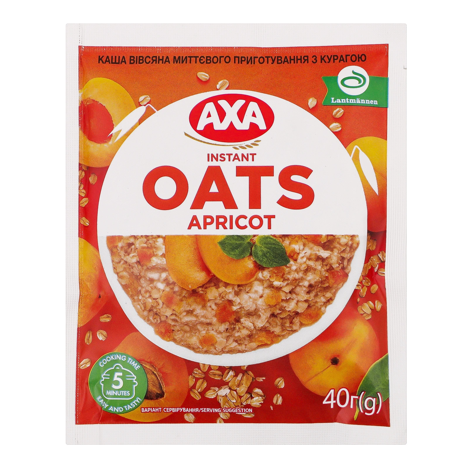 Каша вівсяна Axa Apricot миттєвого приготування 40г Фото №:1