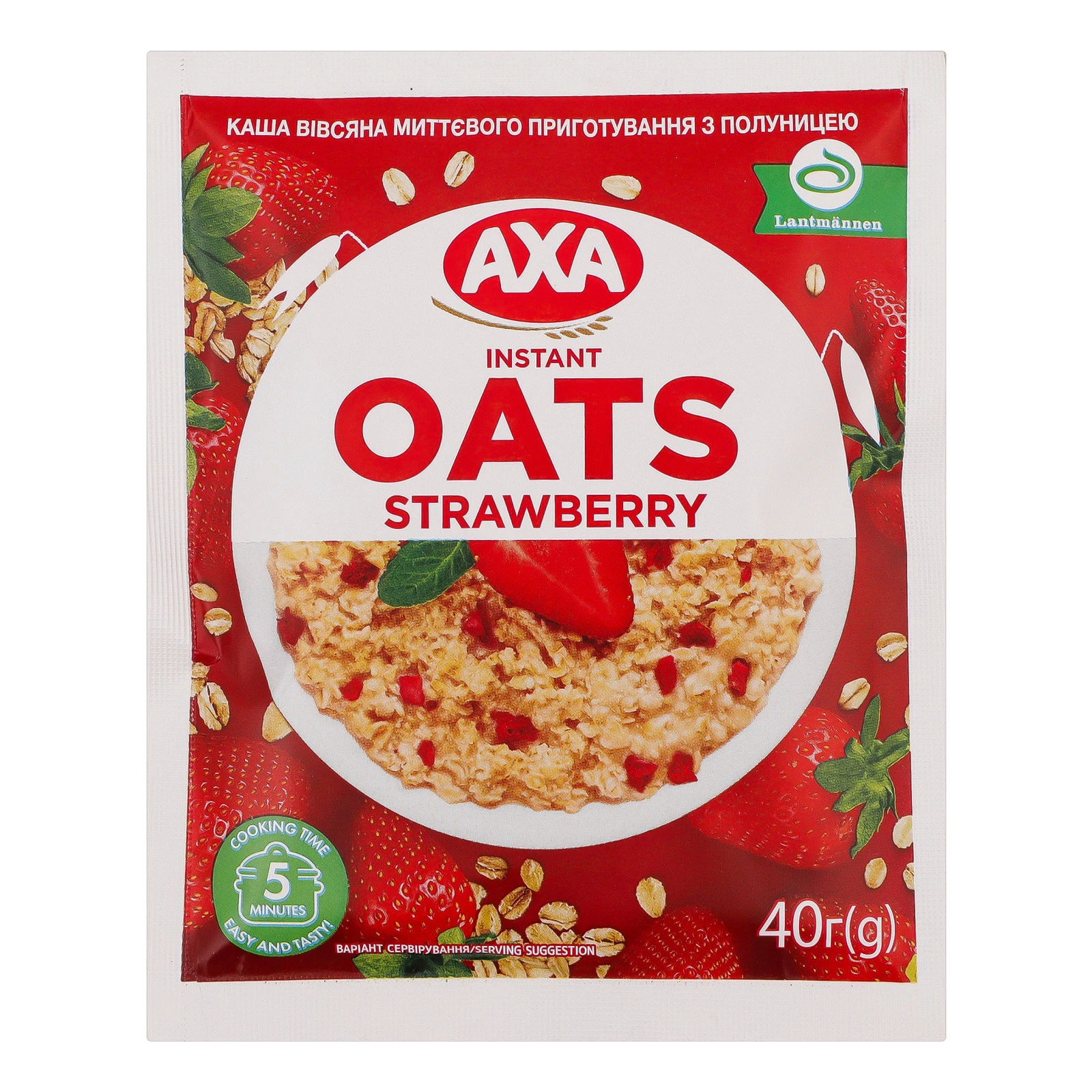 Каша Аха миттєвого приготування вівсяна з полуницею 40г Фото №:1