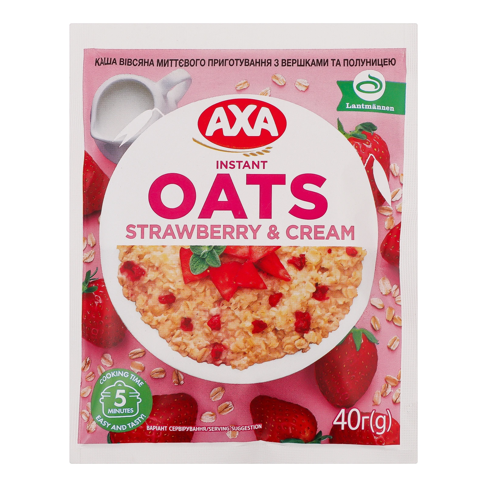 Каша Axa миттєвого приготування вівсяна з вершками та полуницею 40г Фото №:1