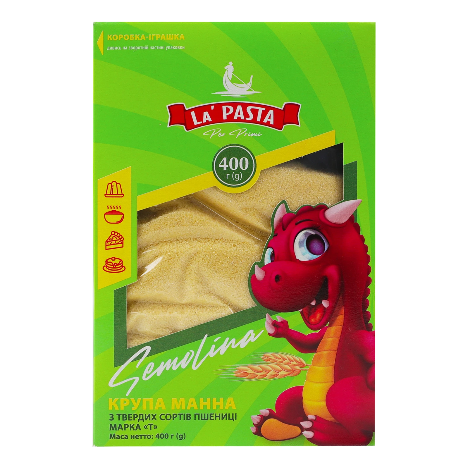 Крупа манна La' Pasta Per Primi Semolina з твердих сортів пшениці 400г Фото навігації №:1