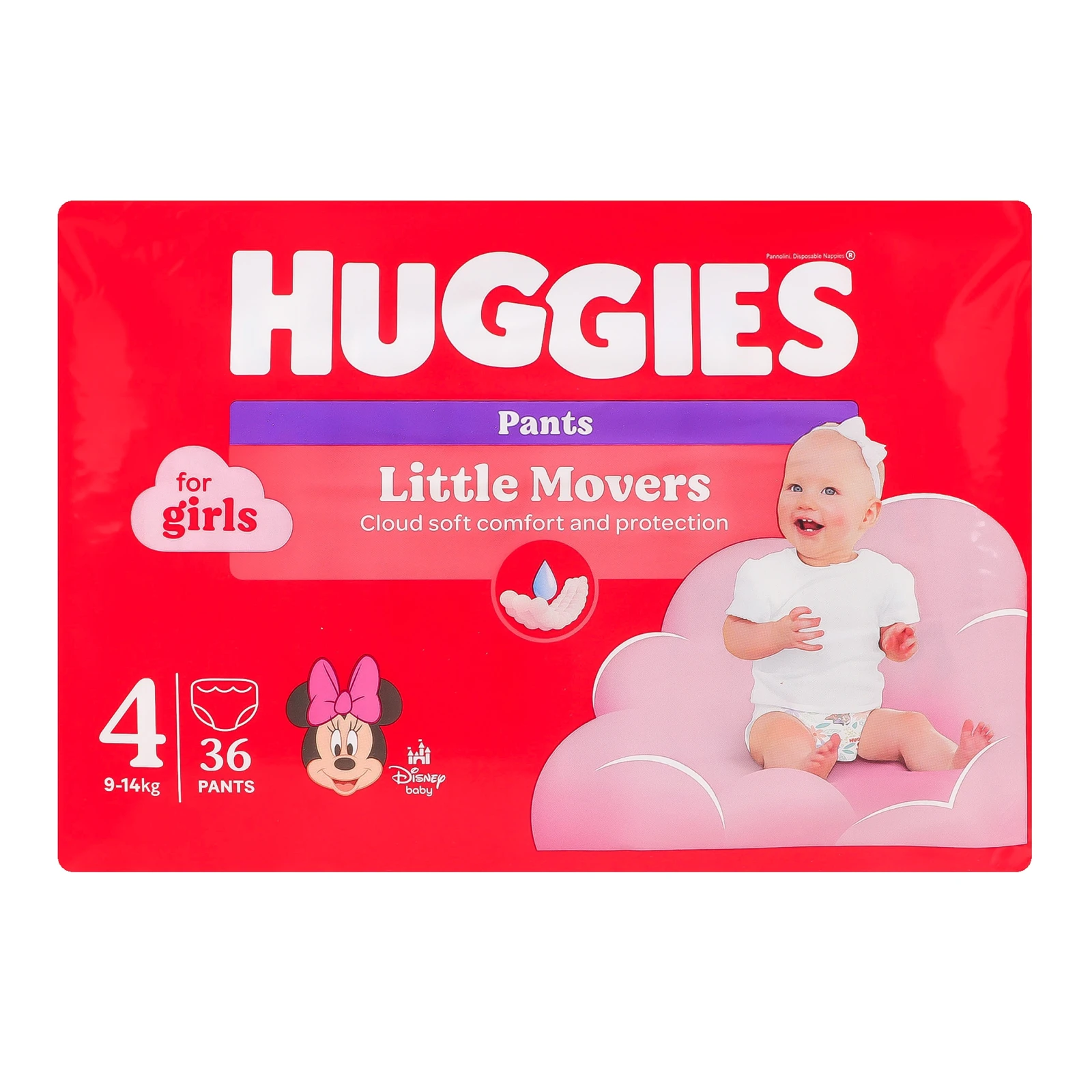 Трусики-підгузники Huggies Pants Little Movers 4 9-14кг для дівчаток 36шт/уп Фото №:1