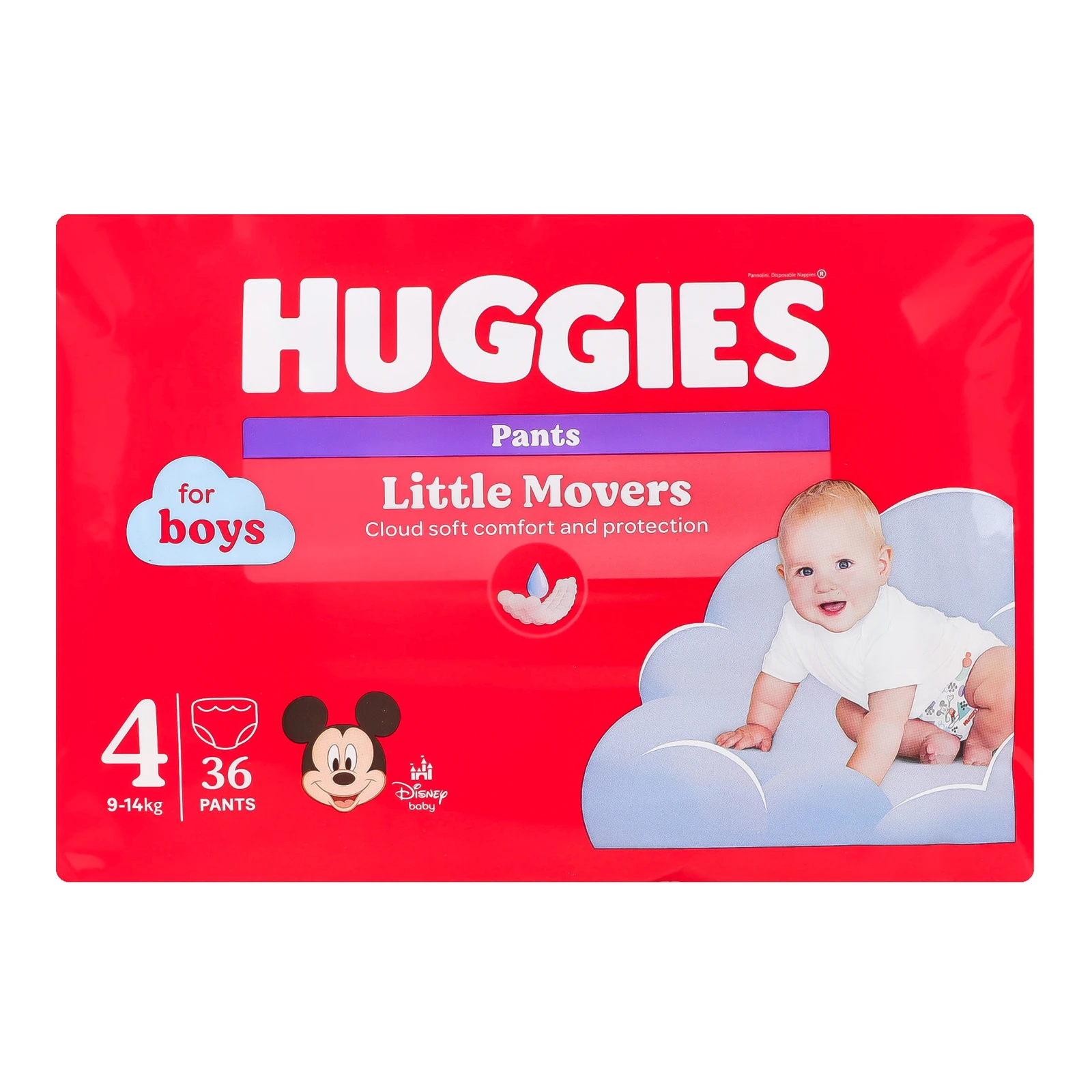Трусики-підгузники Huggies Pants Little Movers 4 9-14кг для хлопчиків 36шт/уп Фото №:1