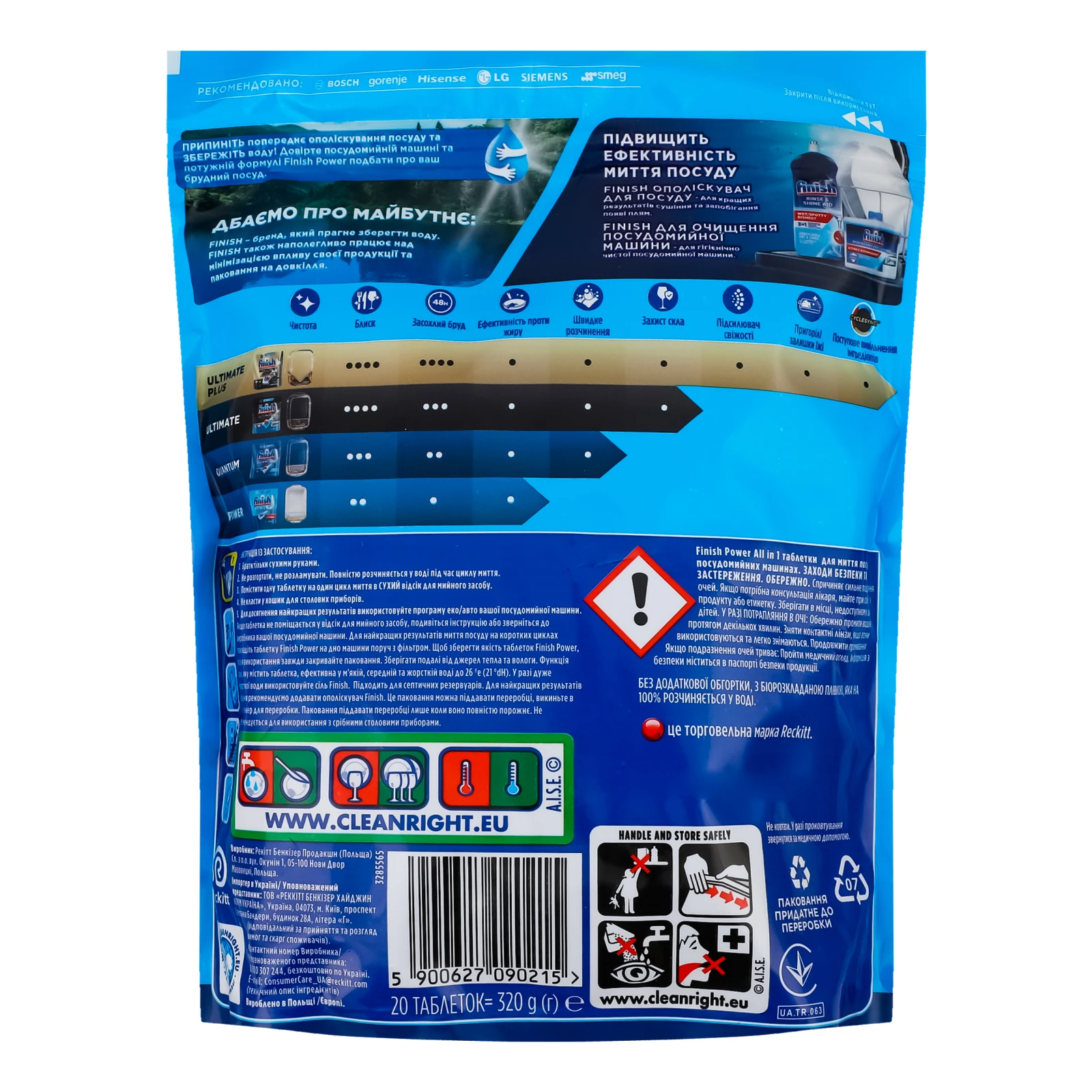 Засіб для миття посуду Finish Powerball Power All in 1 в посудомийних машинах у таблетках Фото №:2