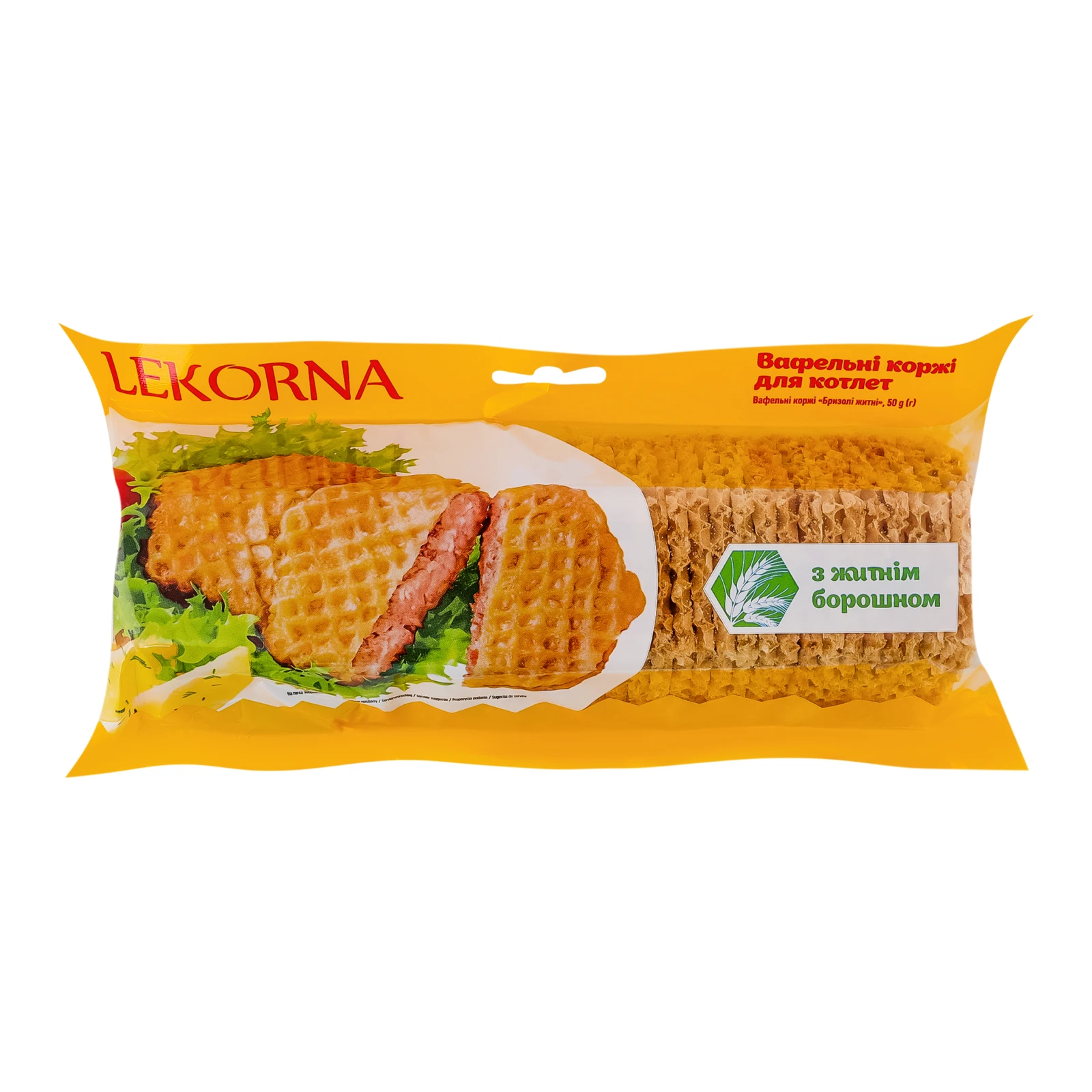 Коржі вафельні Lekorna Бризолі житні 40шт 50г Фото навігації №:1