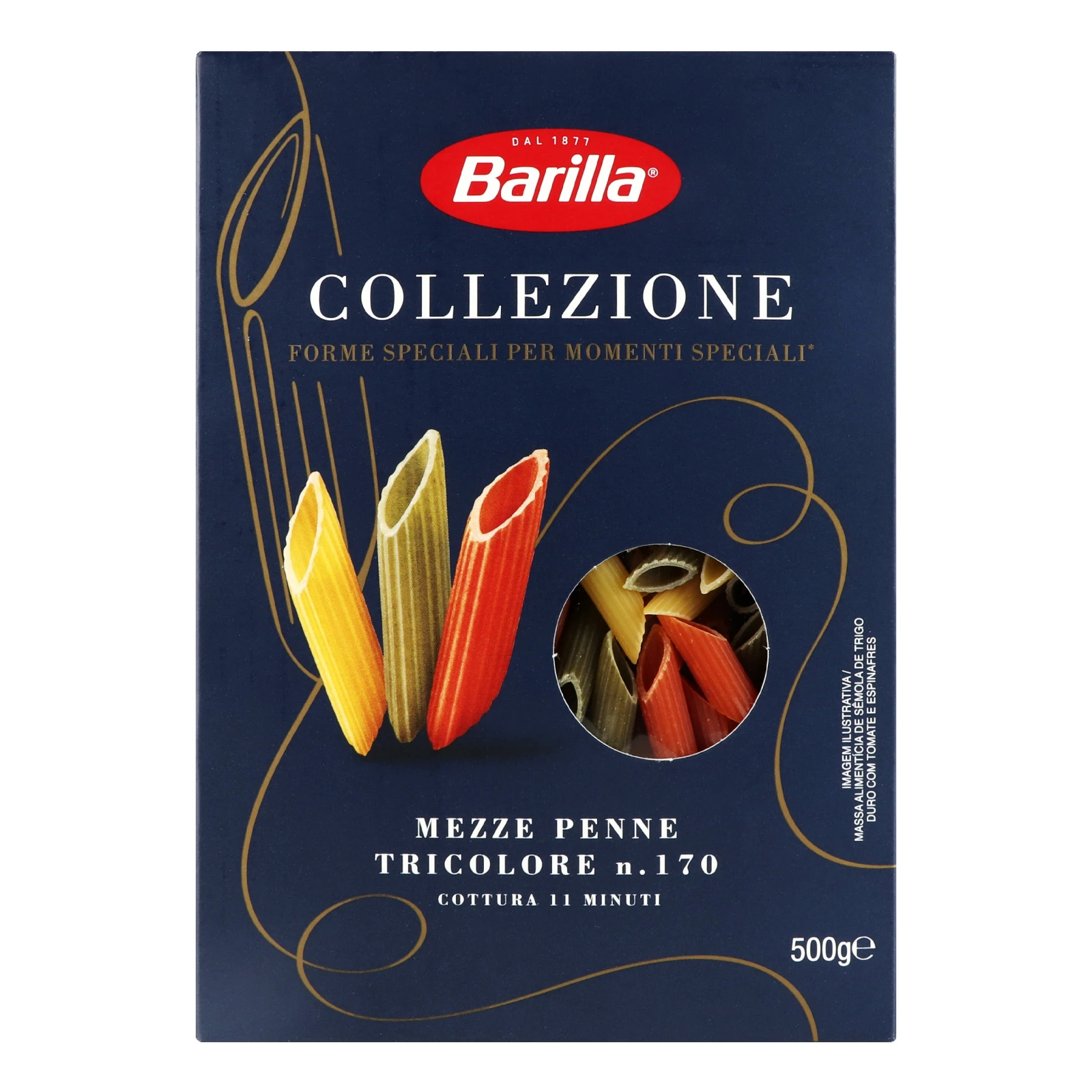 Макарони Barilla Collezione Mezze Penne Tricolore №170 500г Фото навігації №:1