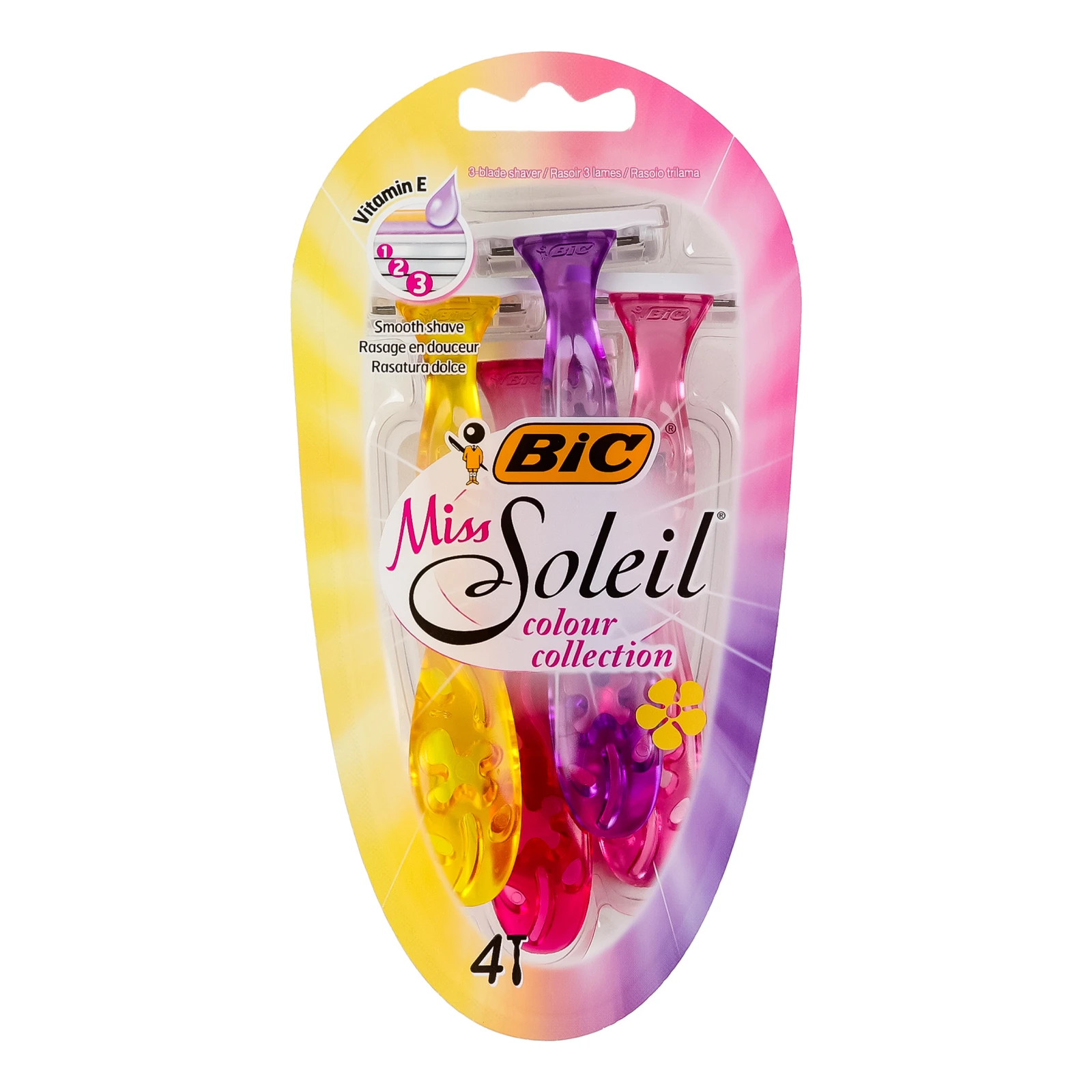 Бритва BiC Miss Soleil Colour collection без змінних картриджів 3-лезові 4шт