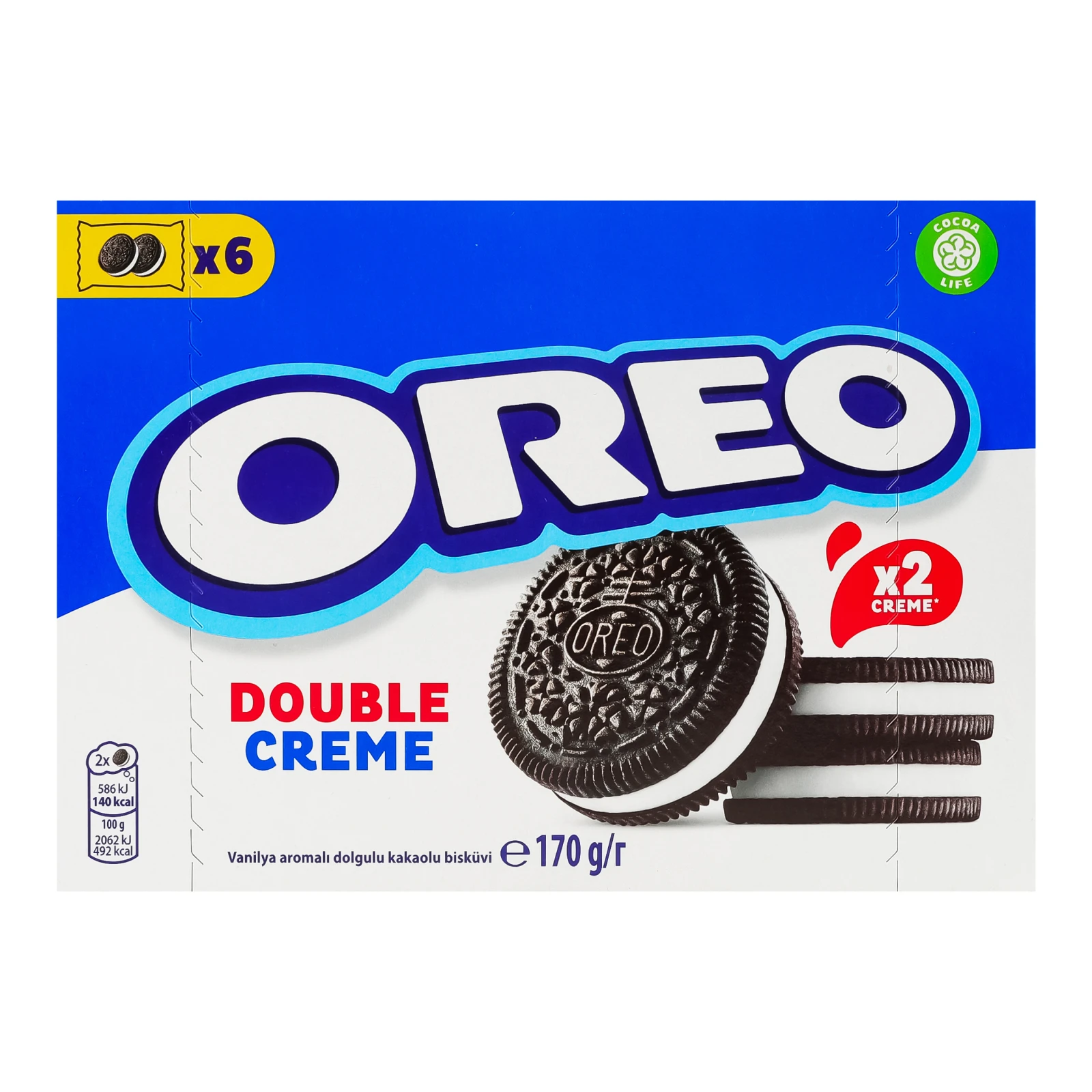 Печиво Oreo Double creme з какао та подвійною начинкою з ванільним смаком 170г Фото №:1