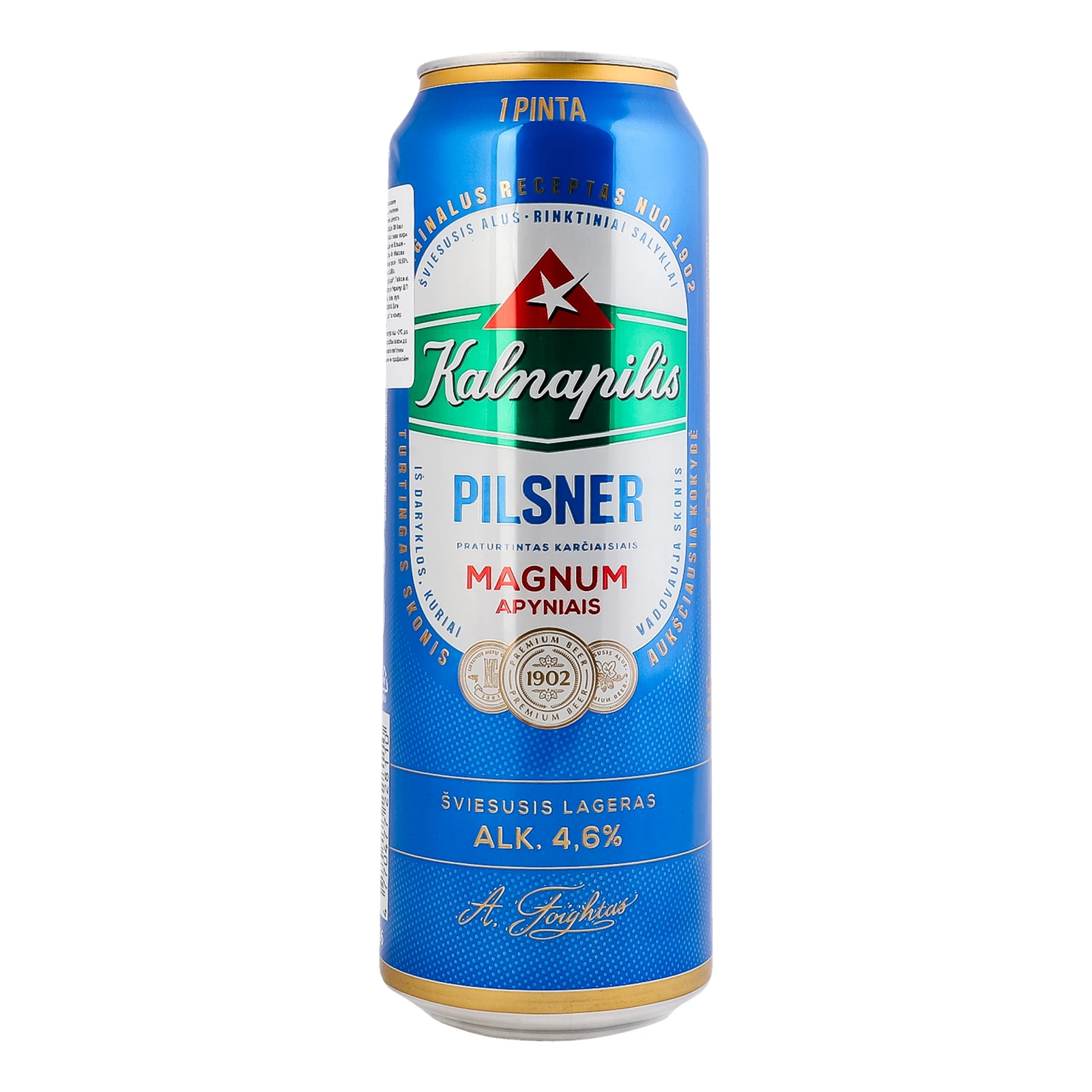 Пиво Kalnapilis Pilsner світле фільроване пастеризоване 4.6% 0.568л