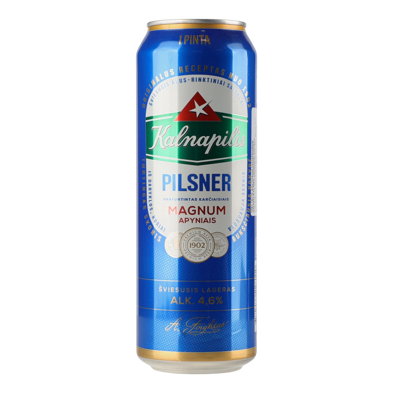 Пиво Kalnapilis Pilsner світле фільроване пастеризоване 4.6% 0.568л Фото №:1
