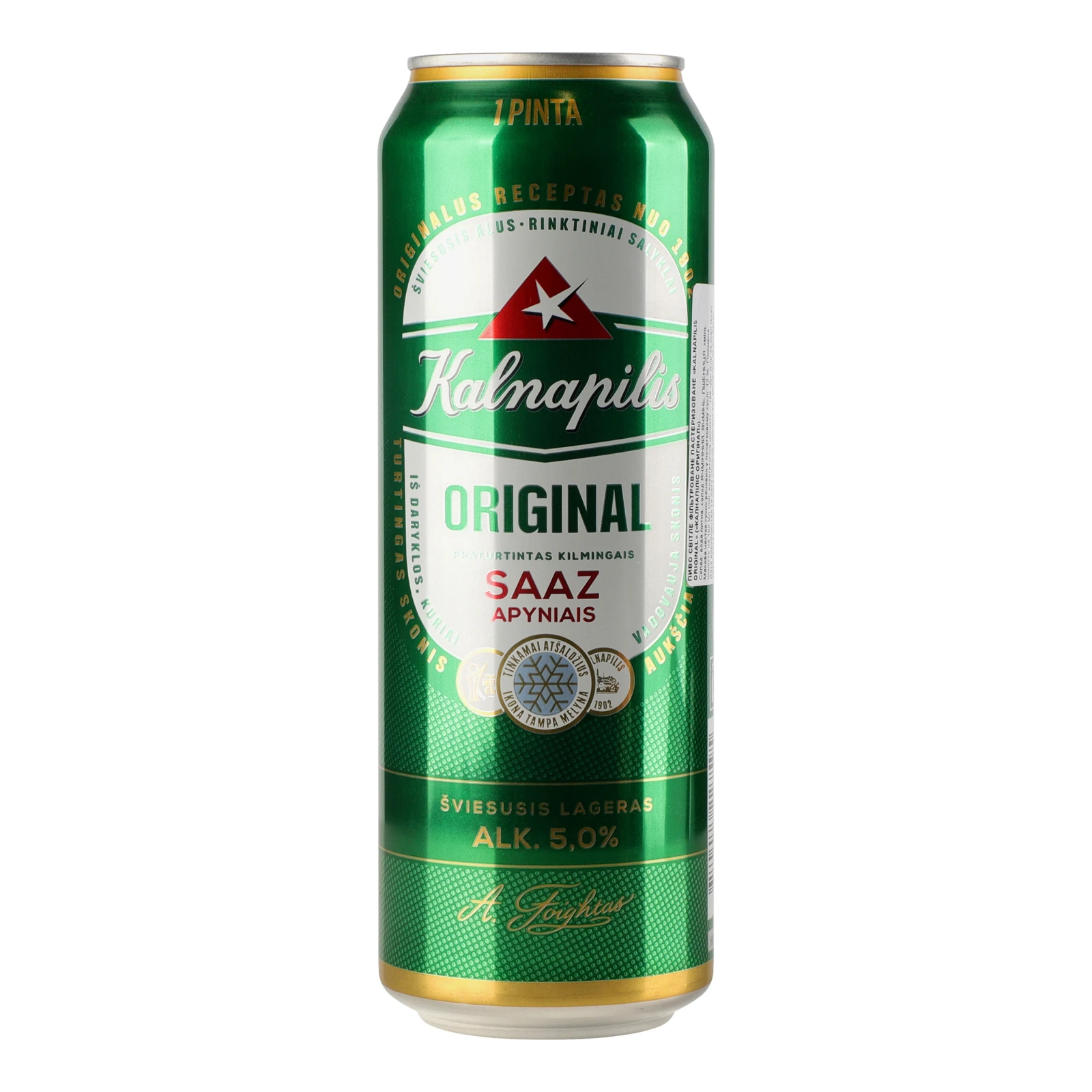 Пиво Kalnapilis Original світле фільтроване пастеризоване 5% 0.568л Фото №:1
