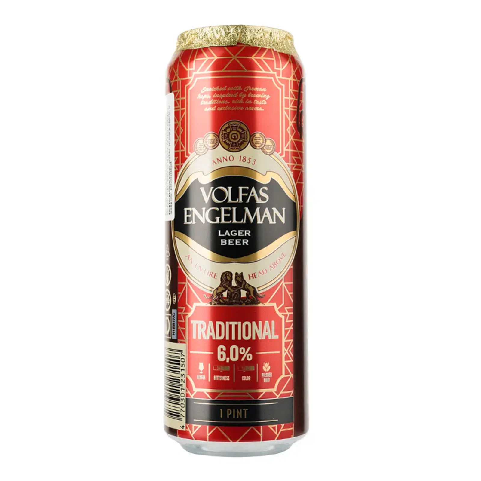 Пиво Volfas 0,568л 6% Традиційне з/б Фото №:1