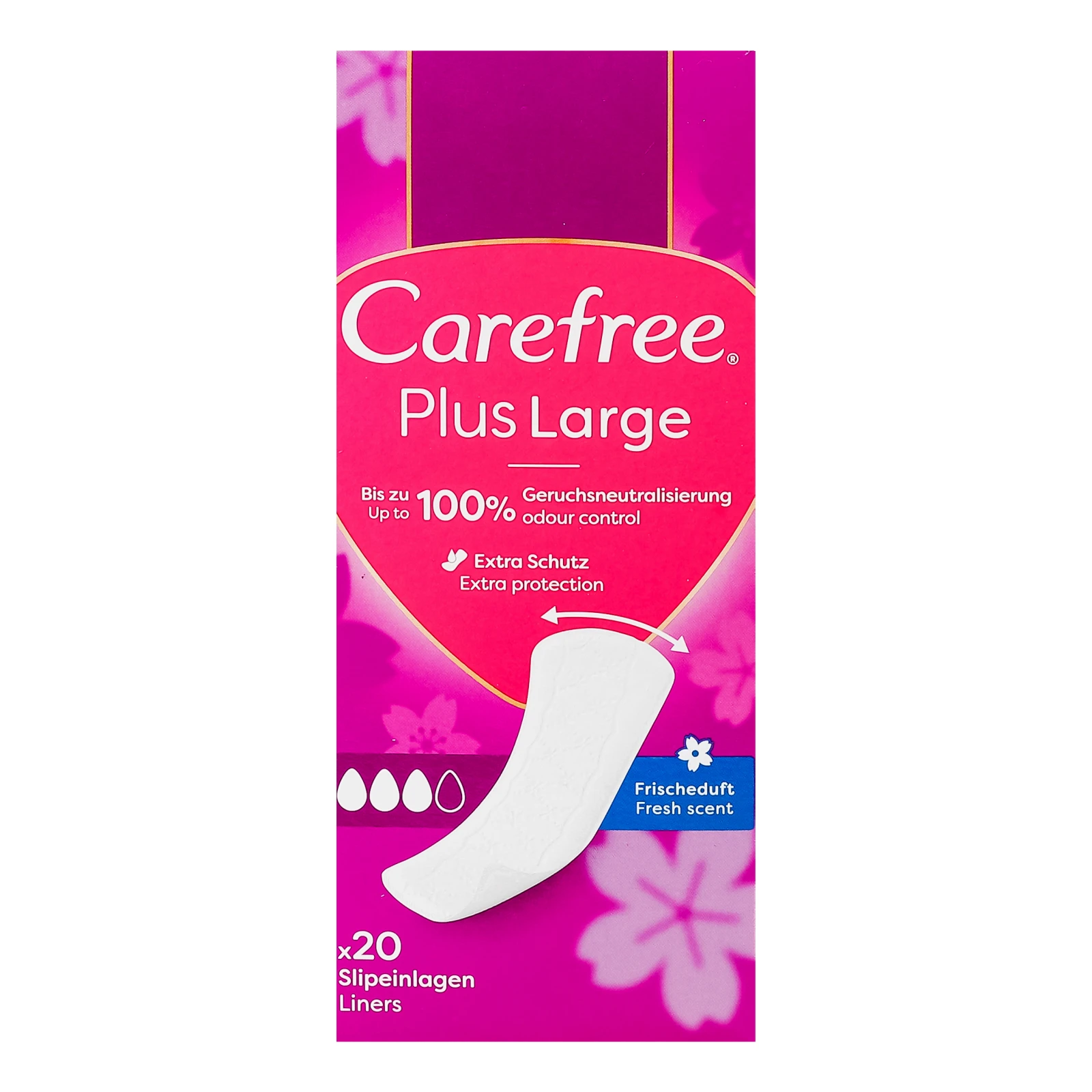 Прокладки Carefree гігієнічні щоденні Plus Large Fresh жіночі 20шт Фото навігації №:1