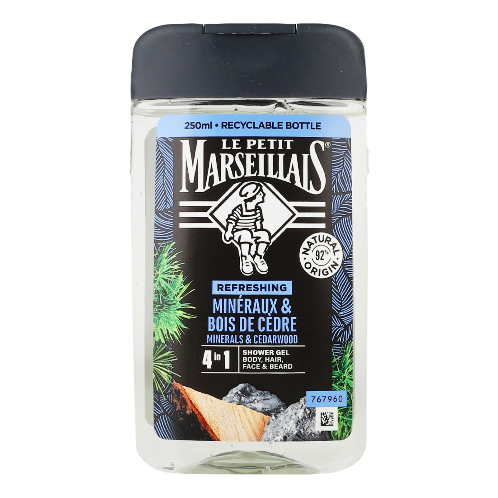 Гель-шампунь Le Petit Marseillais Кедр та мінерали 4в1 для чоловіків 250мл Фото №:1