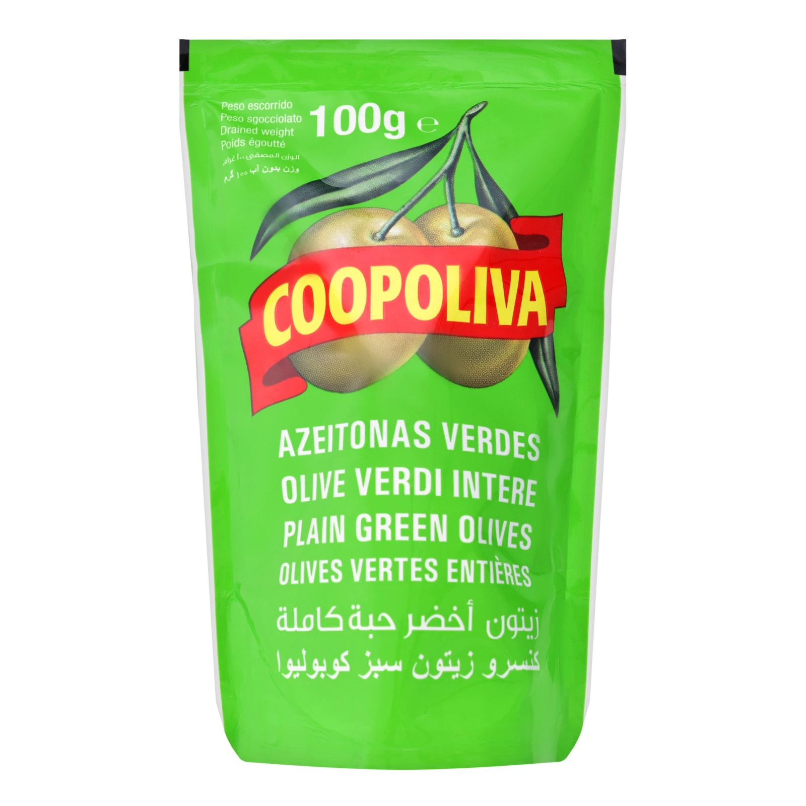 Оливки Coopoliva зелені з кісточкою 100г Фото №:1