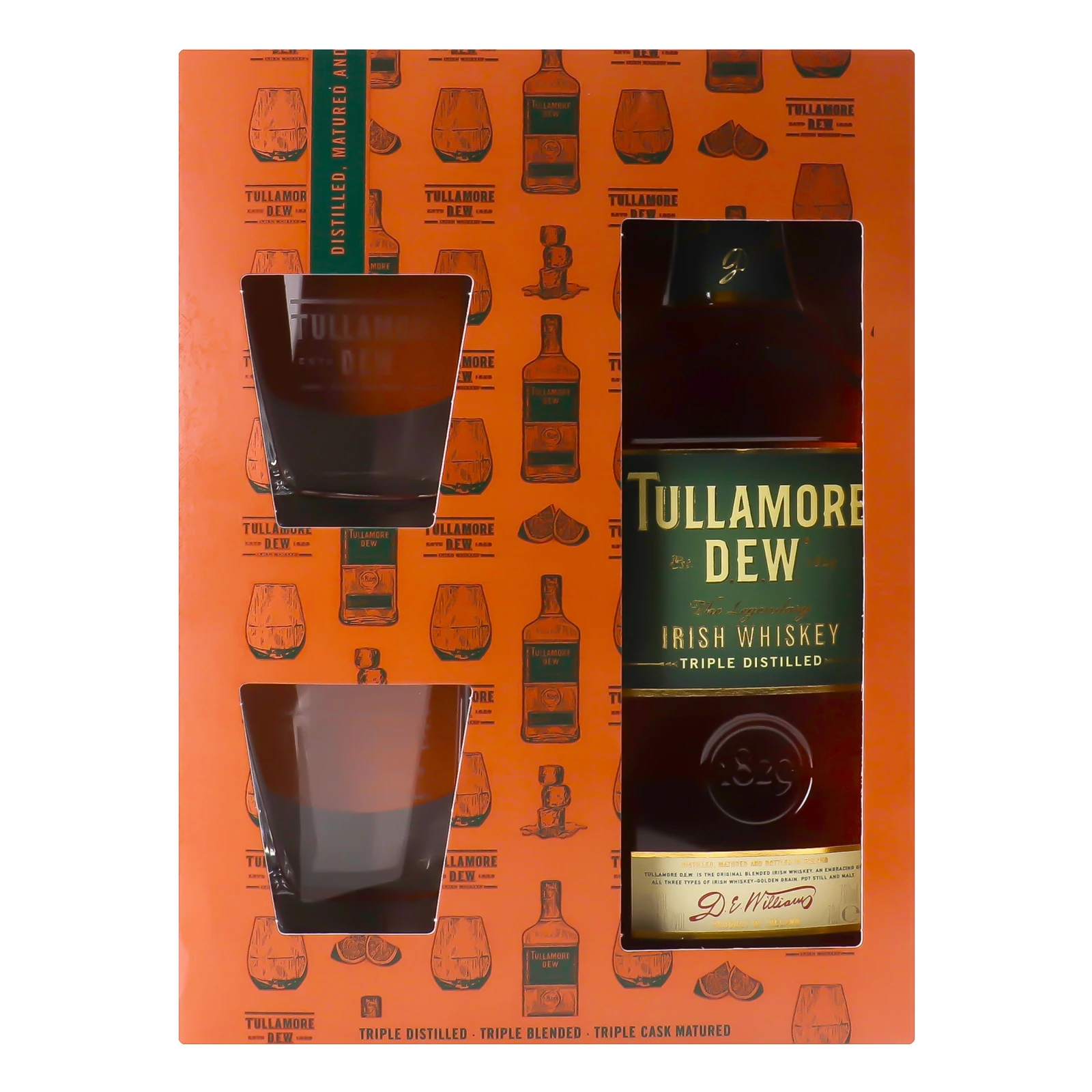 Набір Tullamore Dew віскі 40% 0.7л+2 склянки Фото №:1