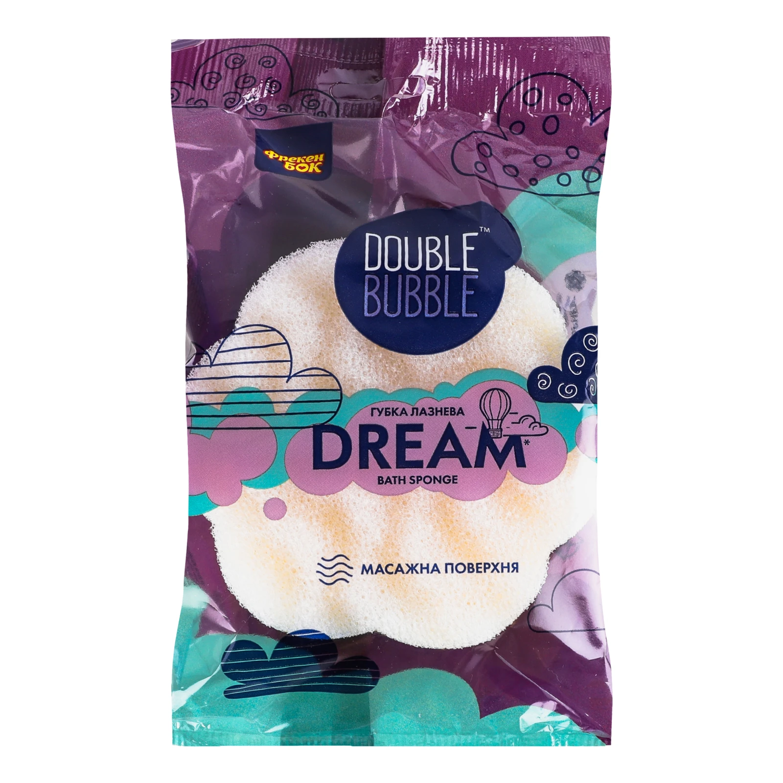 Губка лазнева Фрекен БокDouble Bubble Dream з масажною поверхнею 1шт Фото №:1