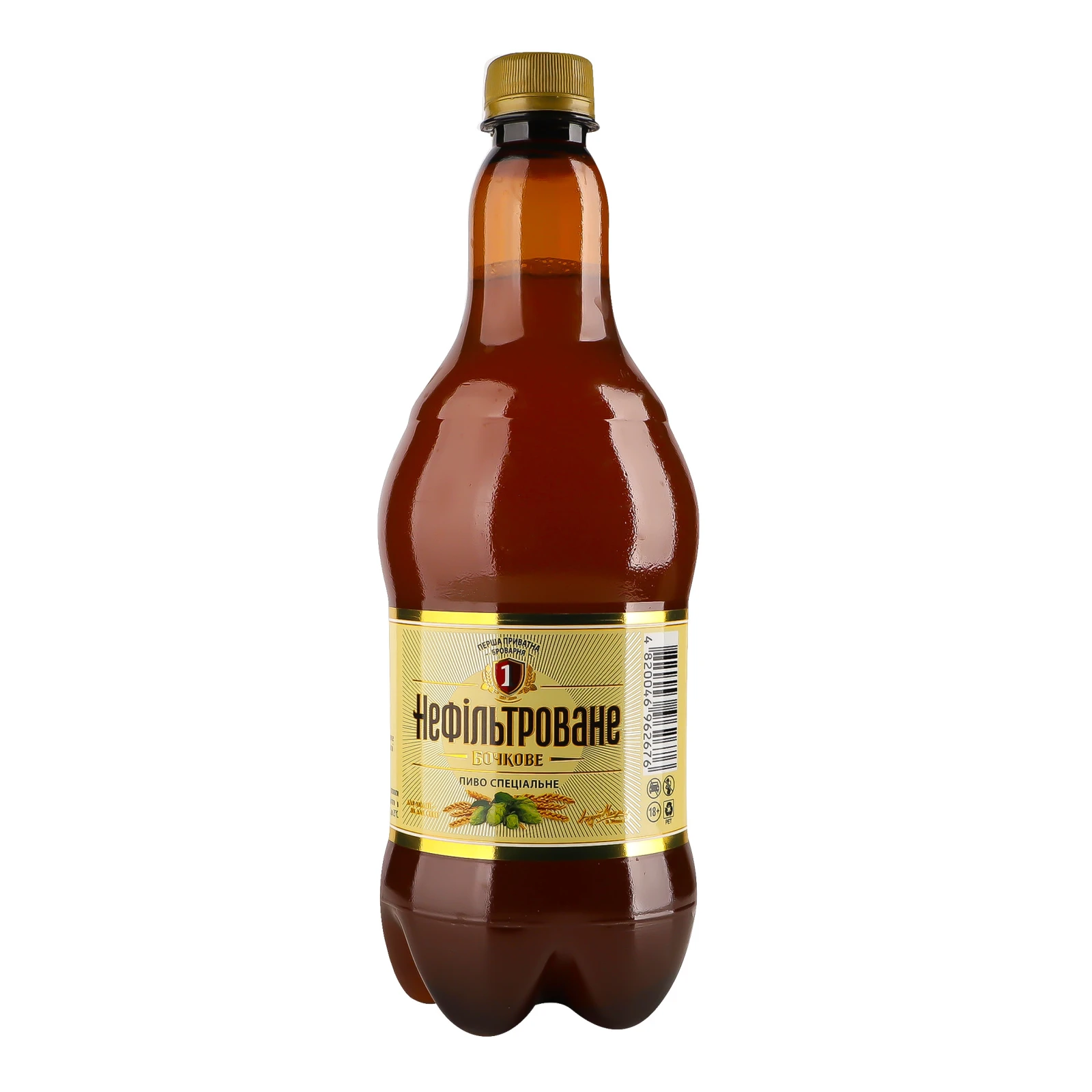 Пиво Перша приватна броварня Бочкове спеціальне світле нефільтроване пастеризоване 4.3% 0.9л Фото №:2