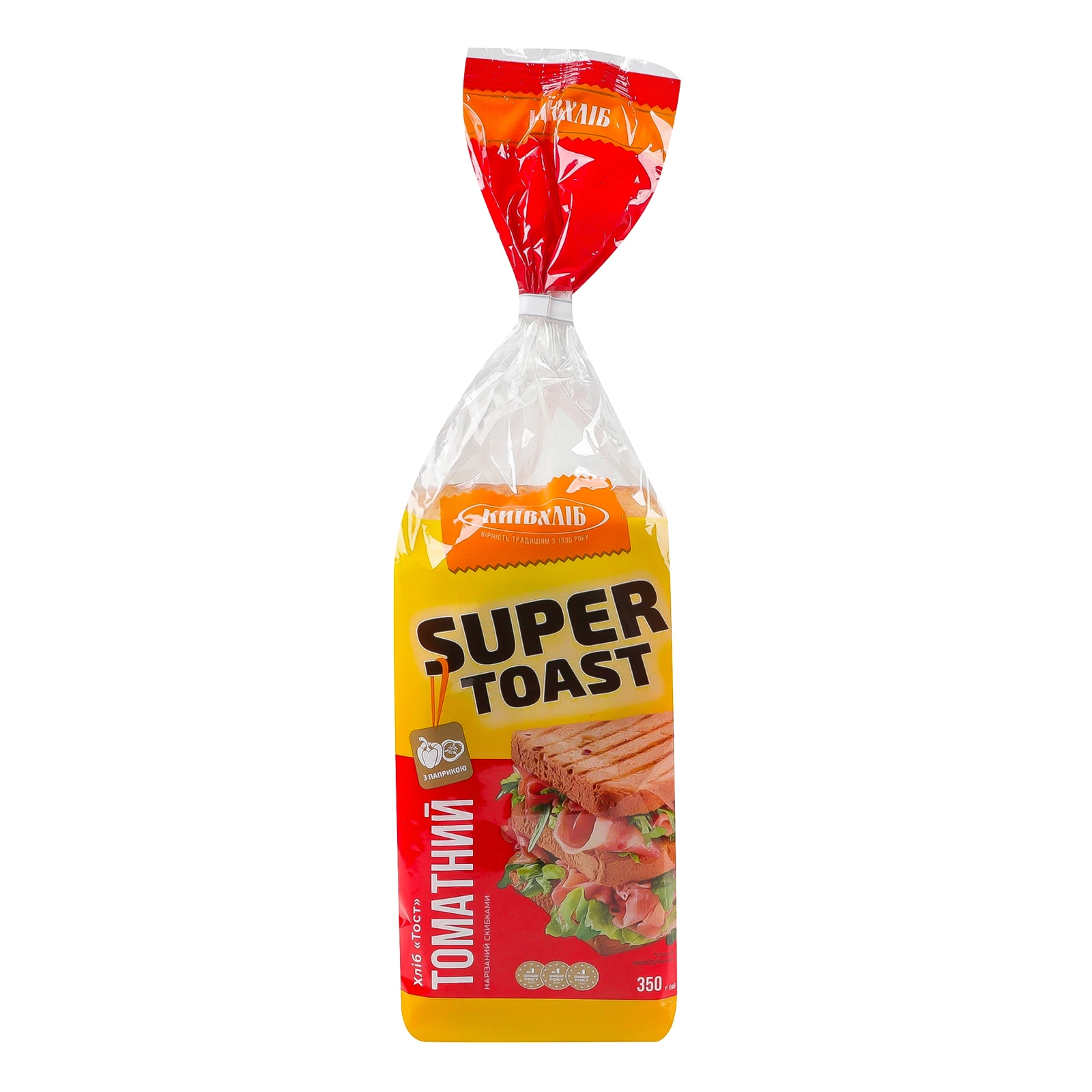 Хліб Київхліб Super toast Тост томатний з паприкою нарізний 350г