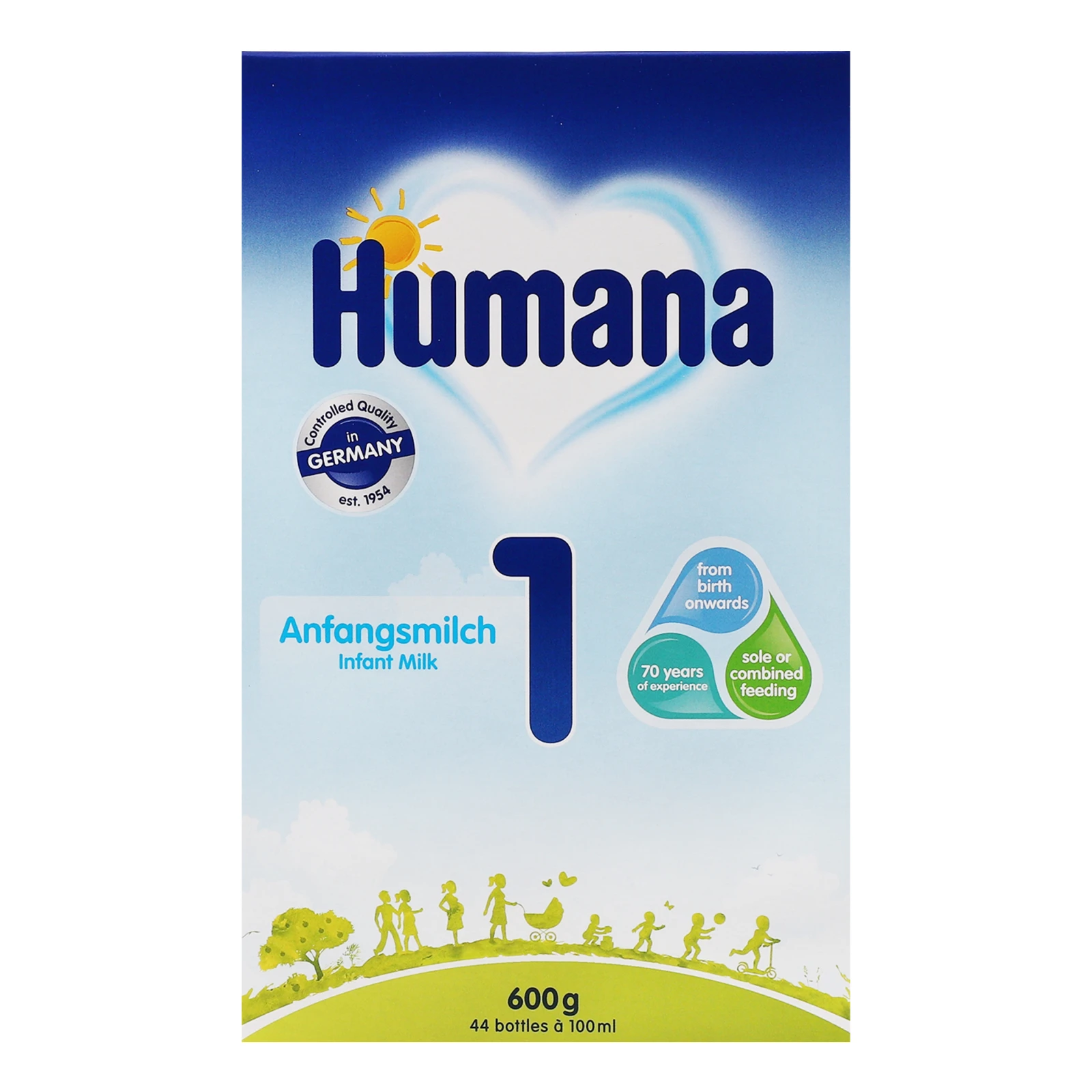 Суміш дитяча Humana 1 суха молочна з пребіотиками галактоолігосахаридами для дітей від 0 до 6-ти місяців 600г Фото №:1