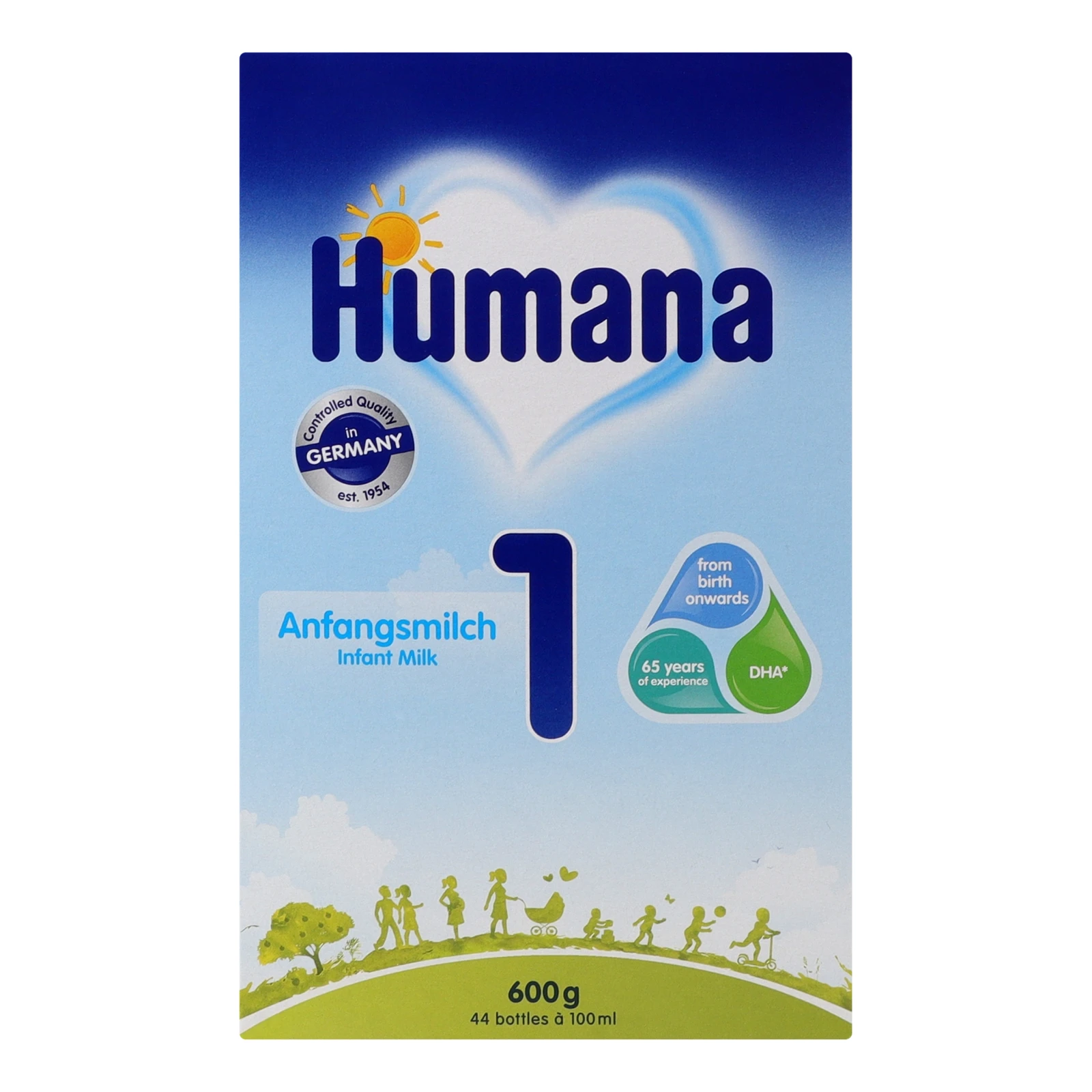 Суміш дитяча Humana 1 суха молочна з пребіотиками галактоолігосахаридами для дітей від 0 до 6-ти місяців 600г Фото №:1
