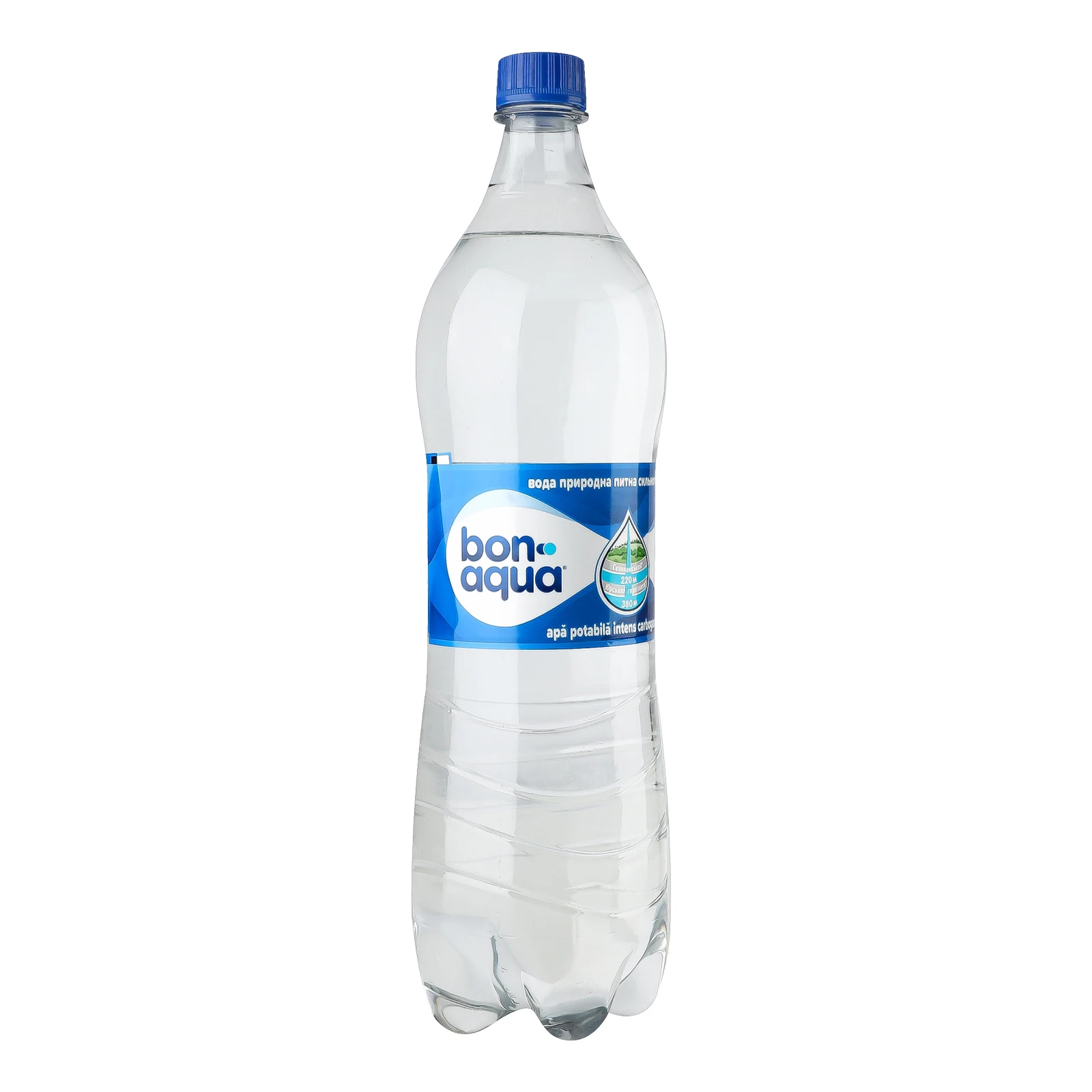 Вода BonAqua питна сильногазована 1л