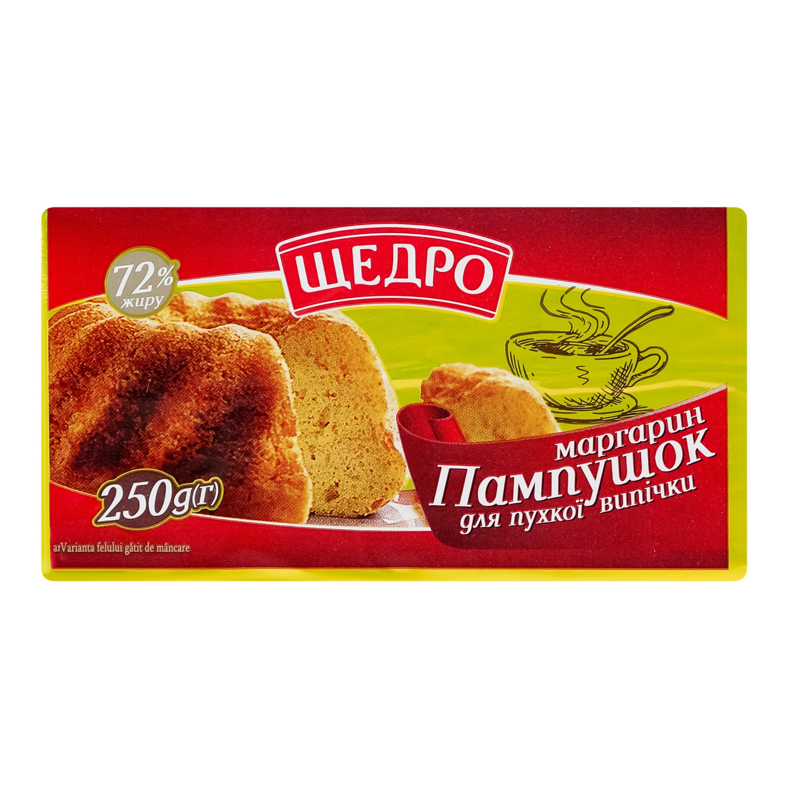 Маргарин Щедро столовий Пампушок для пухкої випічки 72% 250г Фото №:1