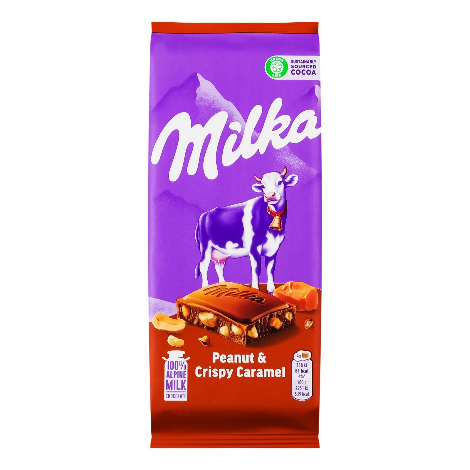 Шоколад Milka Peanut&Crispy Caramel молочний 90г Фото №:1