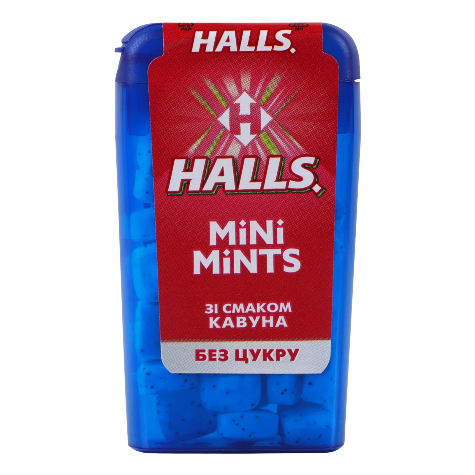Цукерки Halls Mini Mints без цукру зі смаком кавуна 12.5г Фото навігації №:1