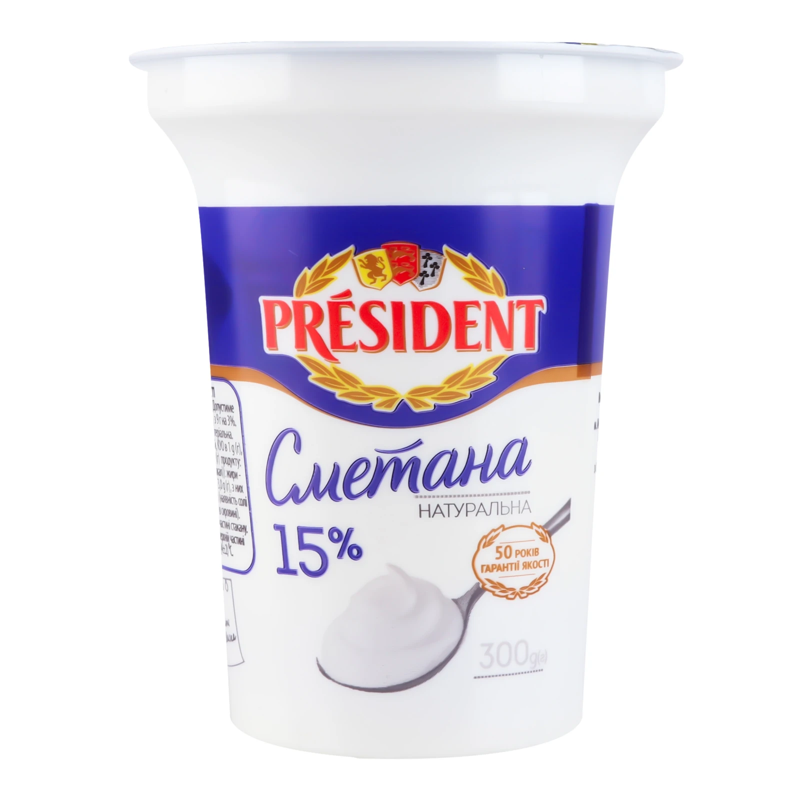 Сметана President 15% 300г Фото №:1