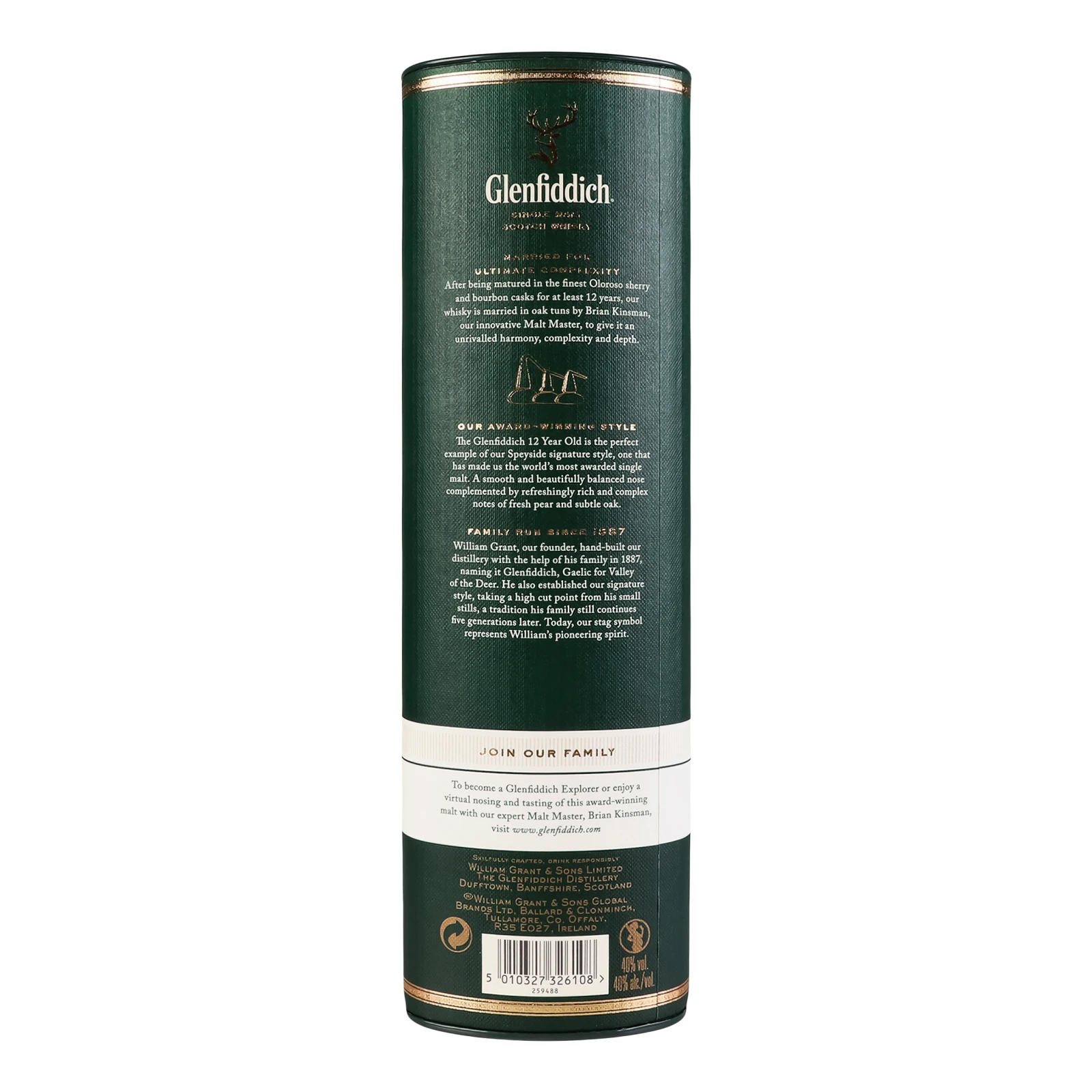 Віскі Glenfiddich Aged 12 Years 40% 0.5л в тубусі Фото №:2