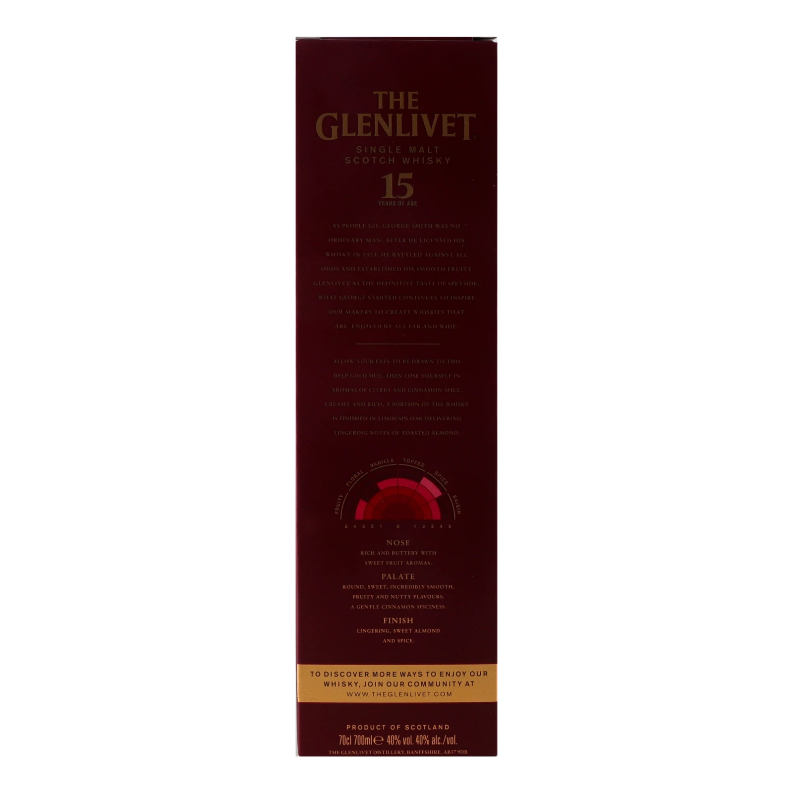 Віскі The Glenlivet 15YO шотландське односолодове 40% 0.7л Фото №:2